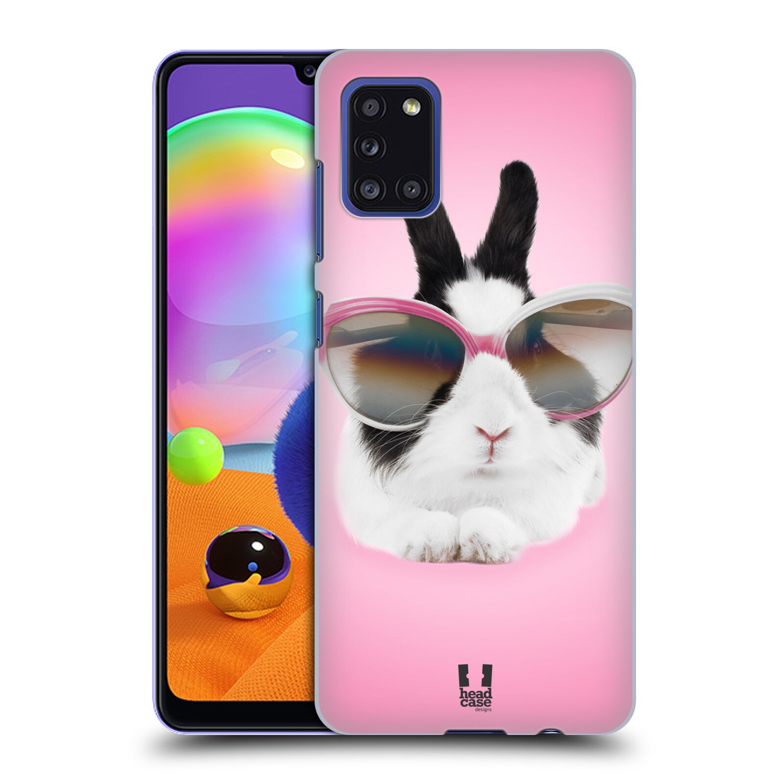 Zadní kryt na mobil Samsung Galaxy A31 vzor Legrační zvířátka roztomilý králíček s brýlemi růžová