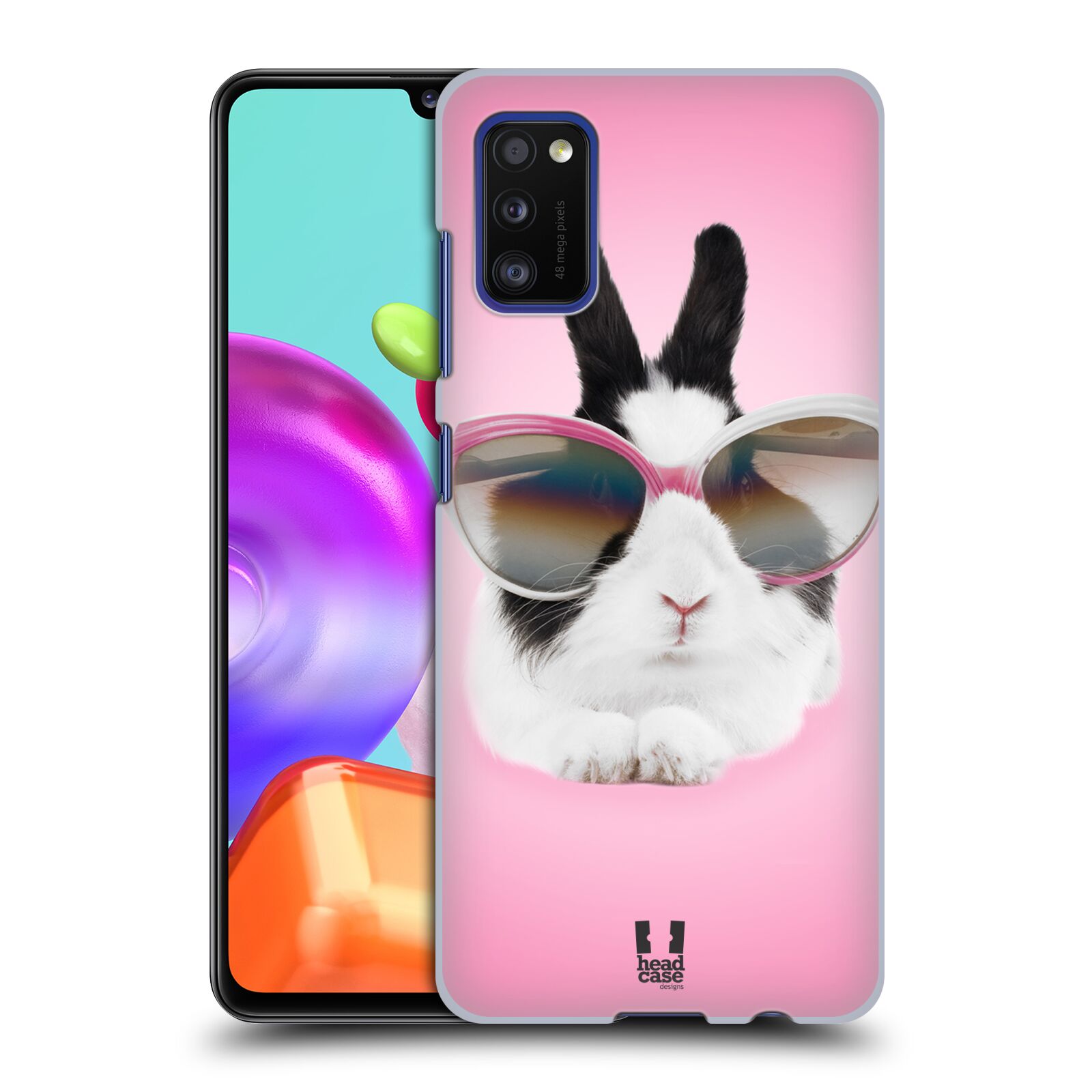 Zadní kryt na mobil Samsung Galaxy A41 vzor Legrační zvířátka roztomilý králíček s brýlemi růžová