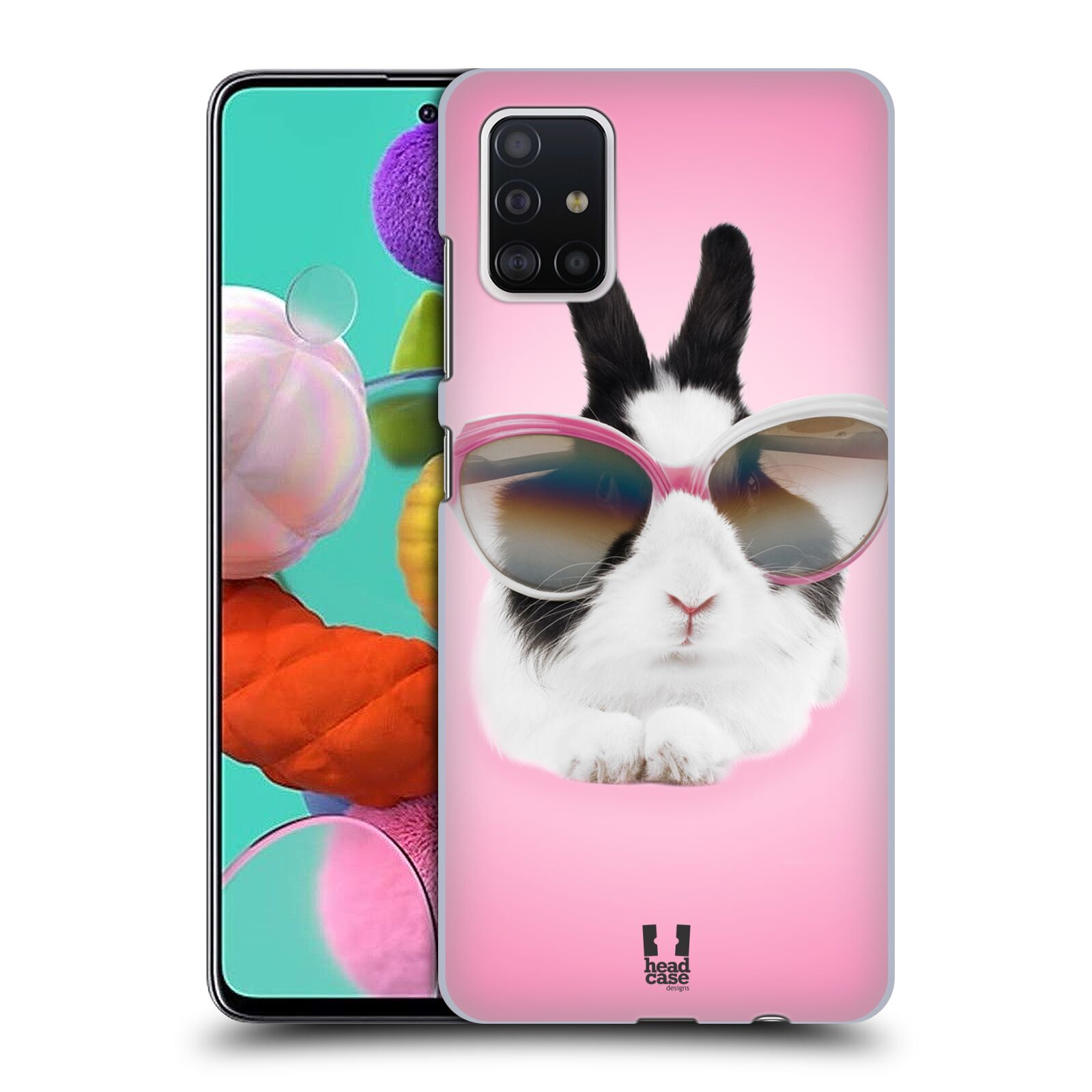 Pouzdro na mobil Samsung Galaxy A51 - HEAD CASE - vzor Legrační zvířátka roztomilý králíček s brýlemi růžová