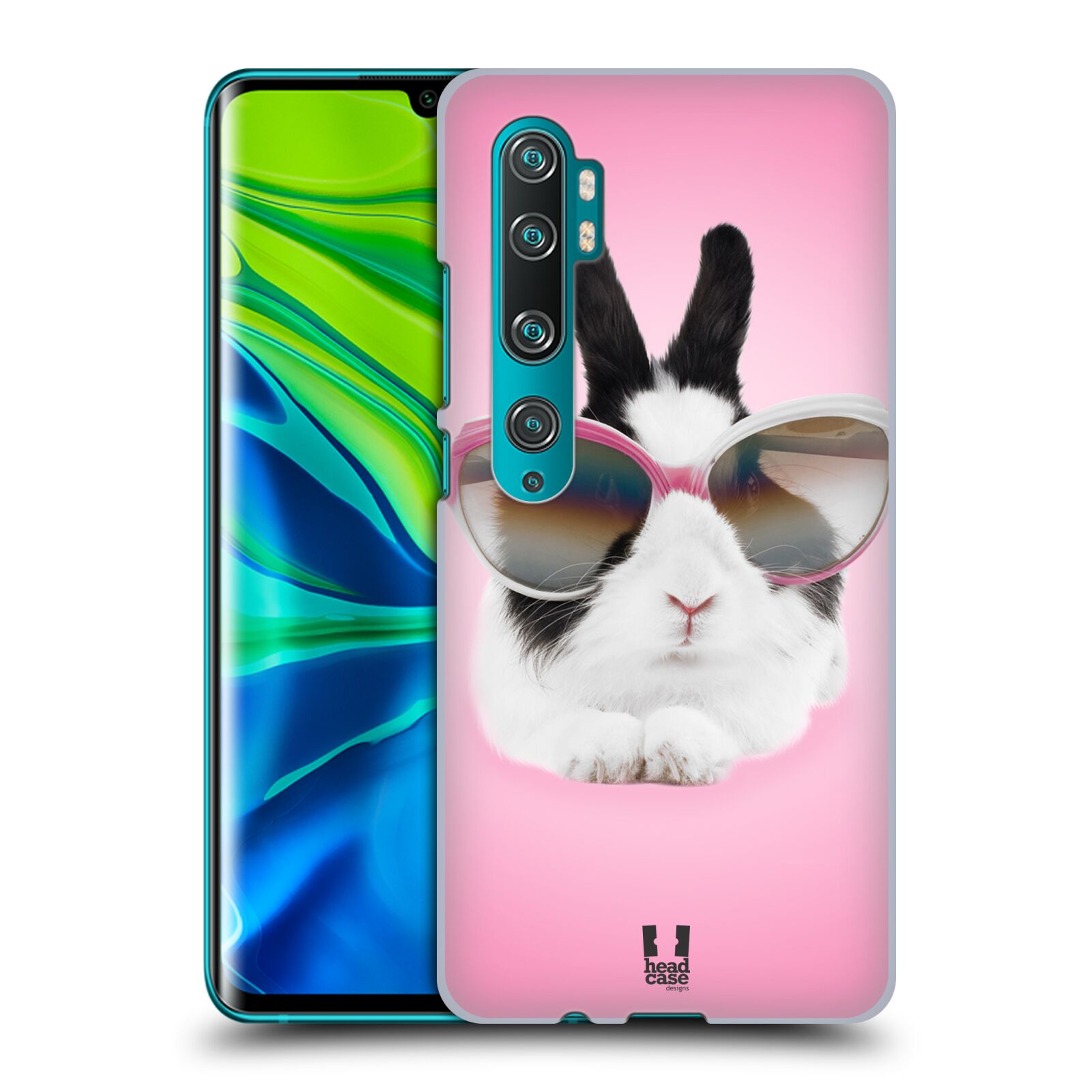 Pouzdro na mobil Xiaomi Mi Note 10 / Mi Note 10 PRO - HEAD CASE - vzor Legrační zvířátka roztomilý králíček s brýlemi růžová