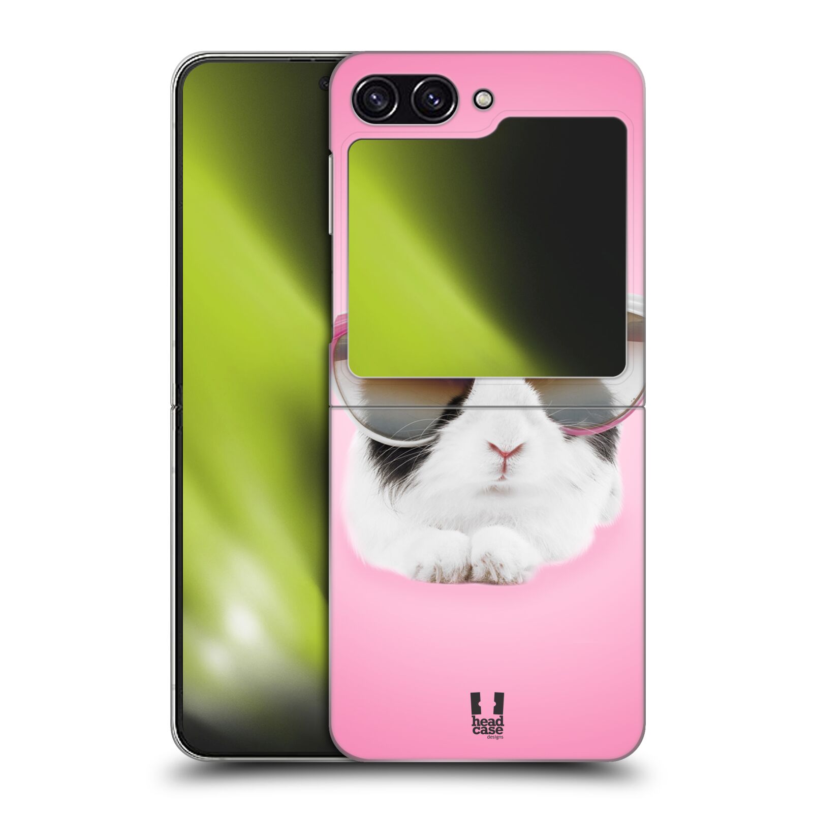 Plastový obal HEAD CASE na mobil Samsung Galaxy Z Flip 5 vzor Legrační zvířátka roztomilý králíček s brýlemi růžová