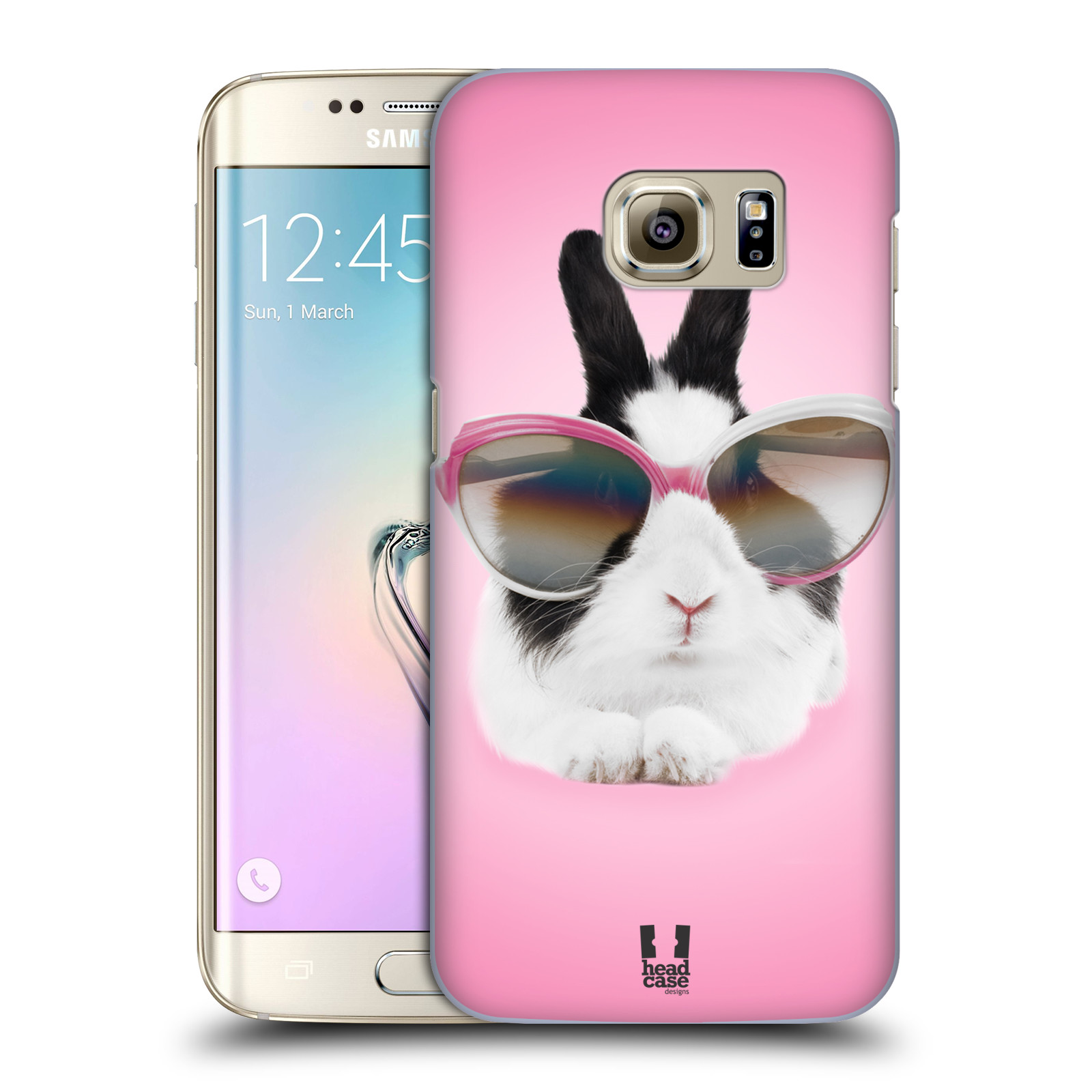 HEAD CASE plastový obal na mobil SAMSUNG GALAXY S7 EDGE vzor Legrační zvířátka roztomilý králíček s brýlemi růžová