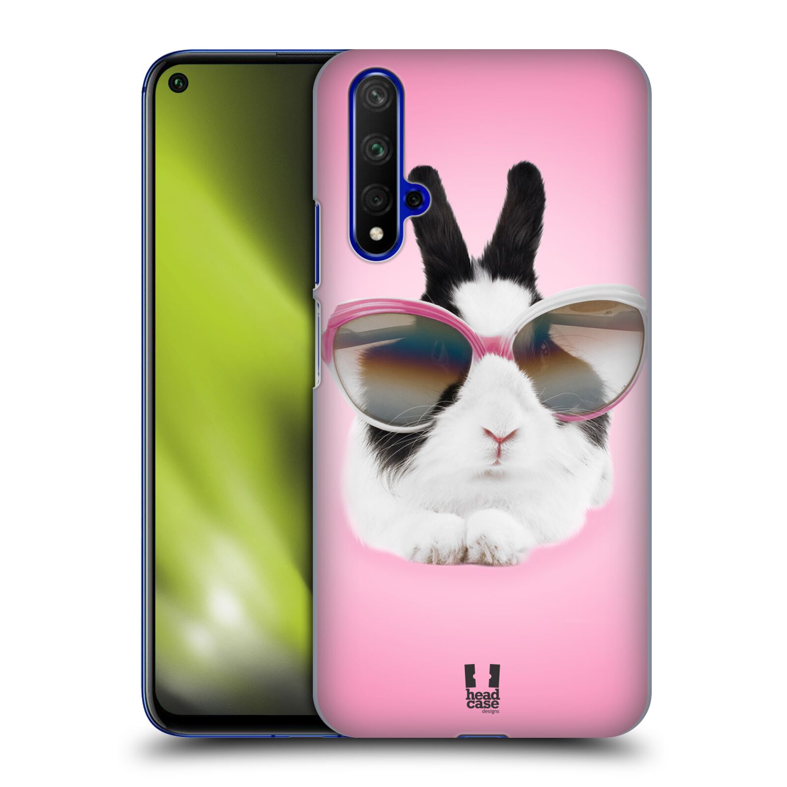 Pouzdro na mobil Honor 20 - HEAD CASE - vzor Legrační zvířátka roztomilý králíček s brýlemi růžová