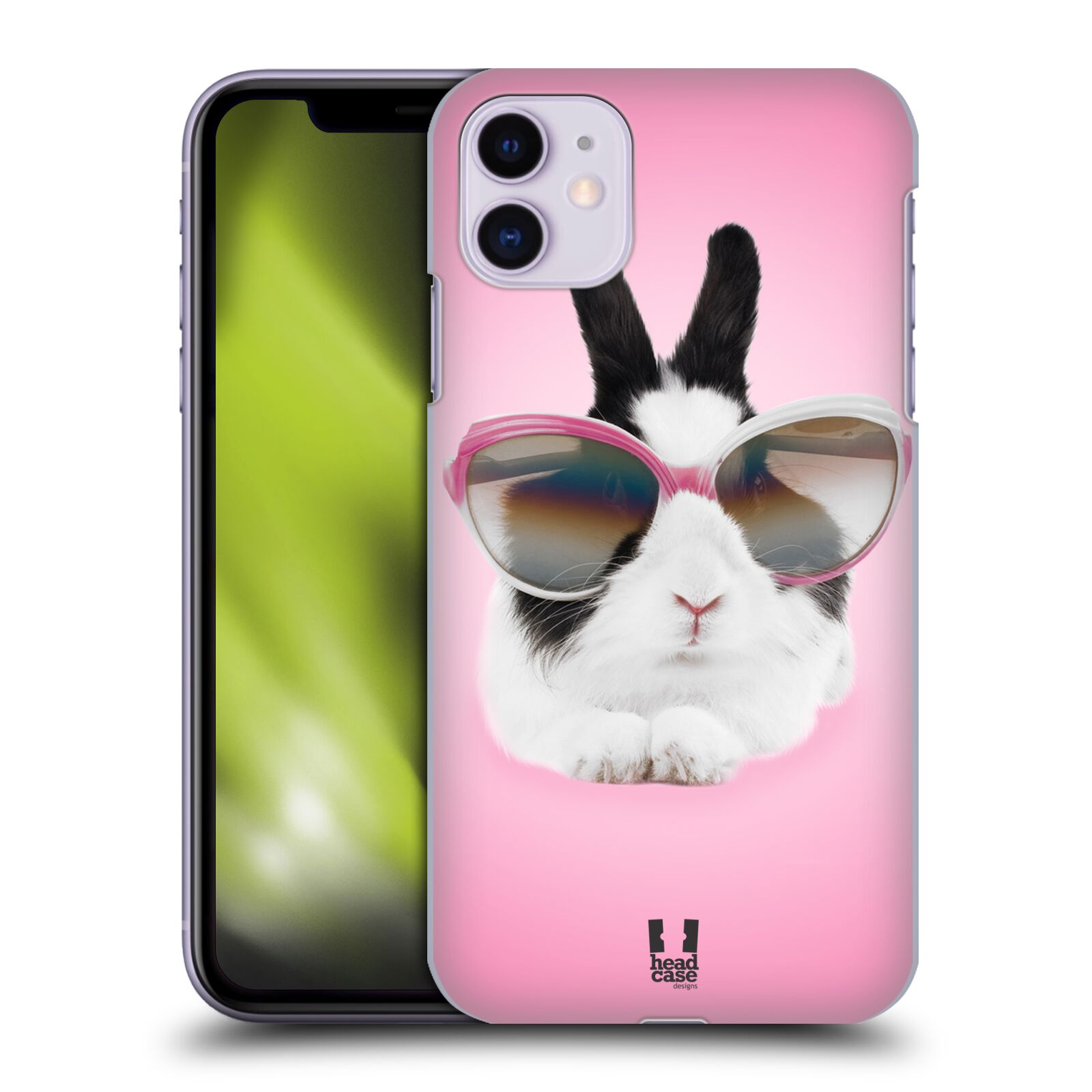 Pouzdro na mobil Apple Iphone 11 - HEAD CASE - vzor Legrační zvířátka roztomilý králíček s brýlemi růžová