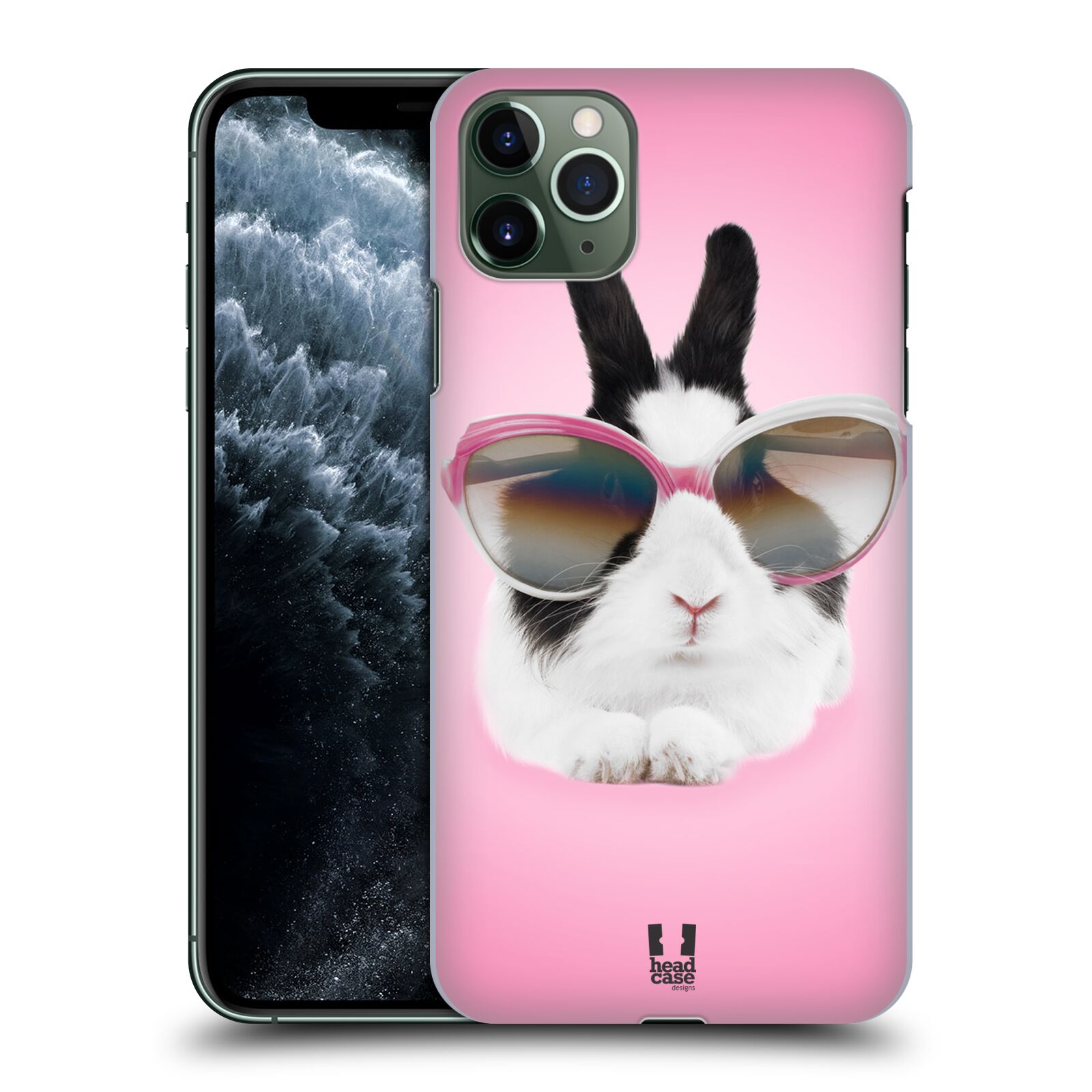 Pouzdro na mobil Apple Iphone 11 PRO MAX - HEAD CASE - vzor Legrační zvířátka roztomilý králíček s brýlemi růžová