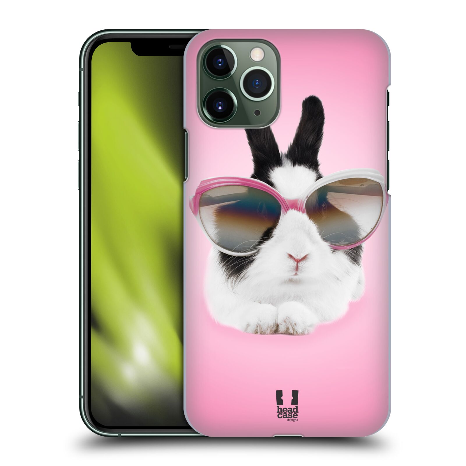 Pouzdro na mobil Apple Iphone 11 PRO - HEAD CASE - vzor Legrační zvířátka roztomilý králíček s brýlemi růžová