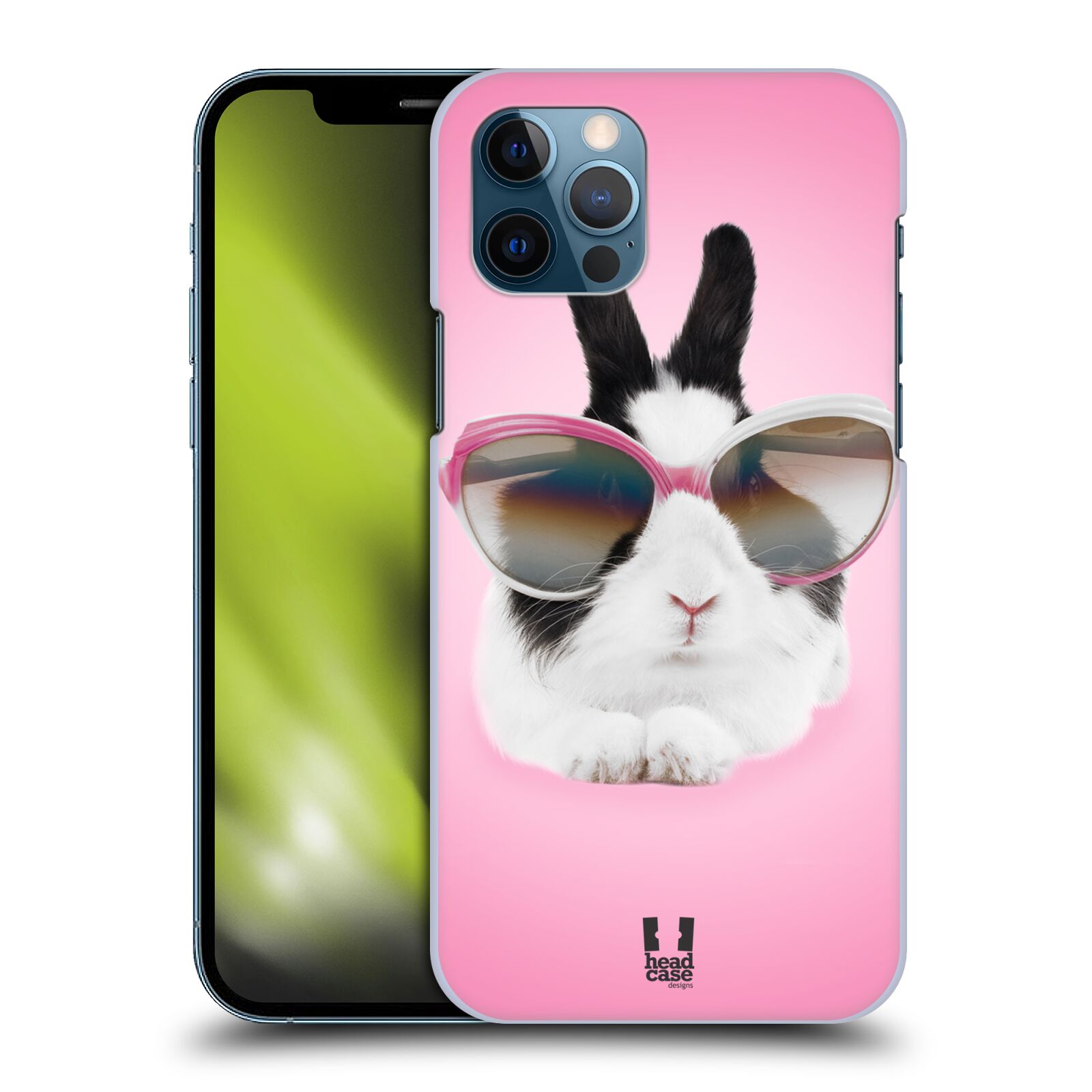 HEAD CASE plastový obal na mobil Apple Iphone 12 / Iphone 12 PRO vzor Legrační zvířátka roztomilý králíček s brýlemi růžová