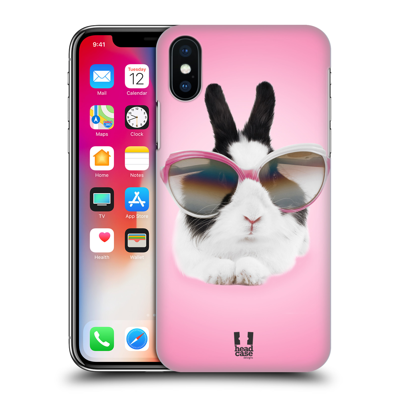 HEAD CASE plastový obal na mobil Apple Iphone X / XS vzor Legrační zvířátka roztomilý králíček s brýlemi růžová
