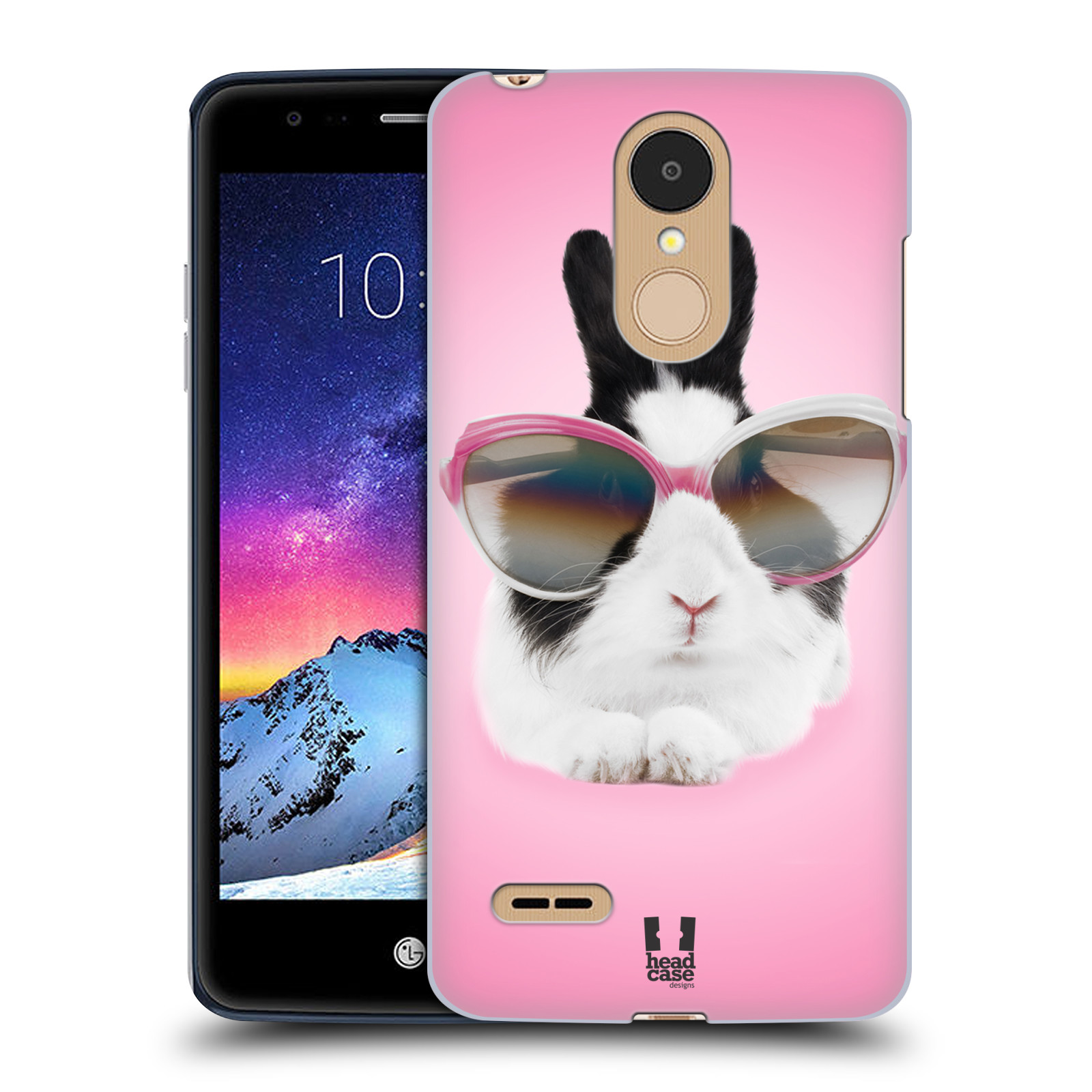 HEAD CASE plastový obal na mobil LG K9 / K8 2018 vzor Legrační zvířátka roztomilý králíček s brýlemi růžová
