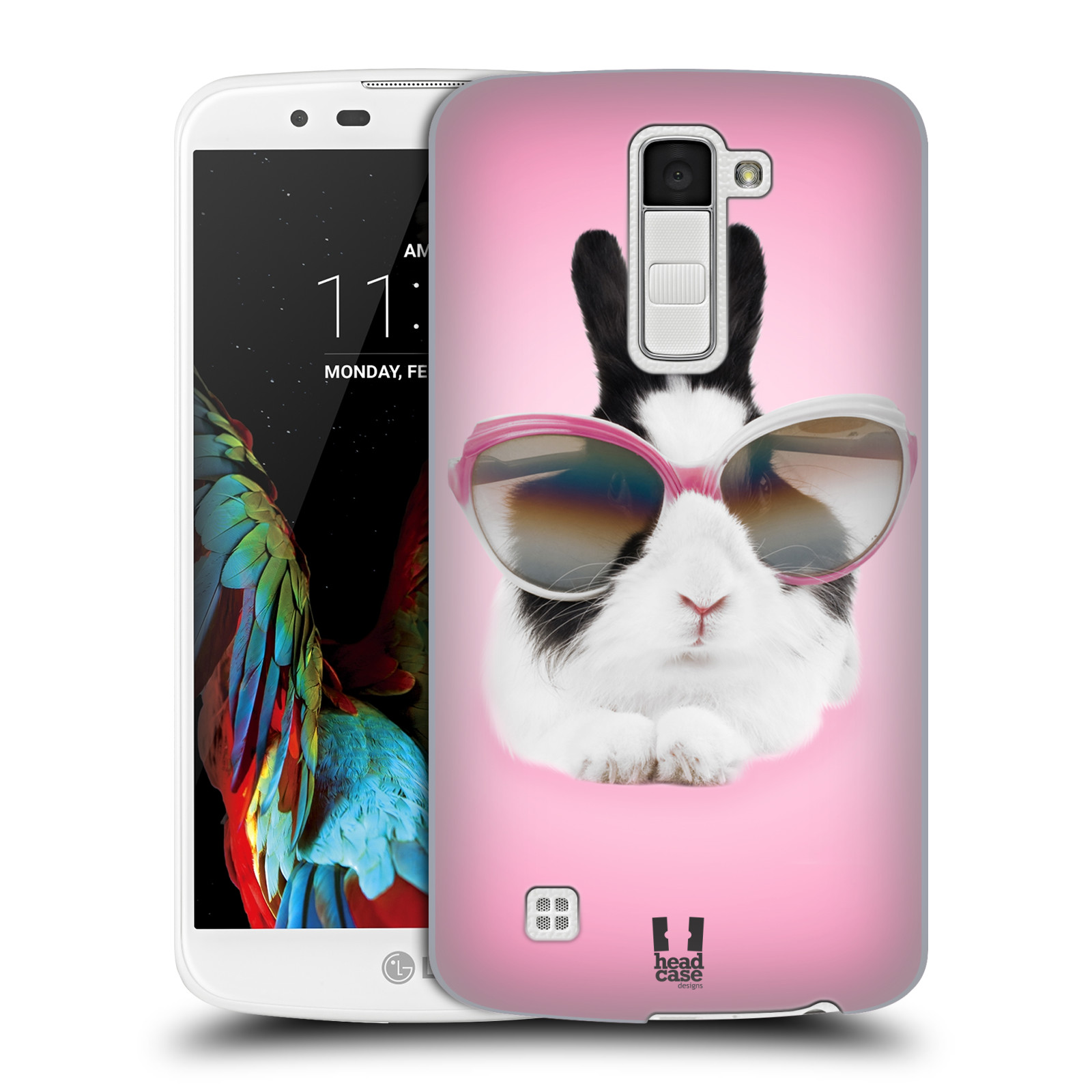 HEAD CASE plastový obal na mobil LG K10 vzor Legrační zvířátka roztomilý králíček s brýlemi růžová