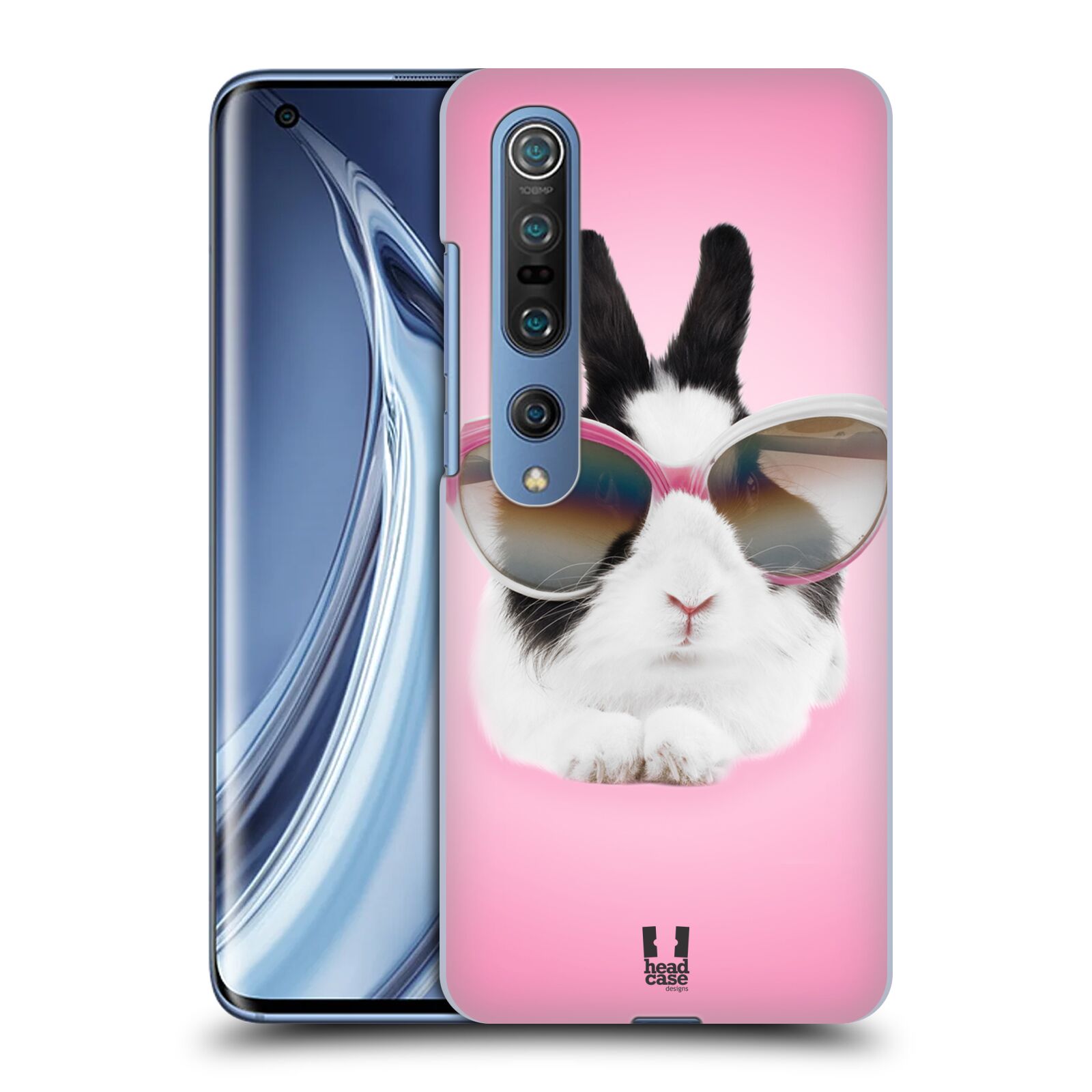 HEAD CASE plastový obal na mobil Xiaomi Mi 10 vzor Legrační zvířátka roztomilý králíček s brýlemi růžová