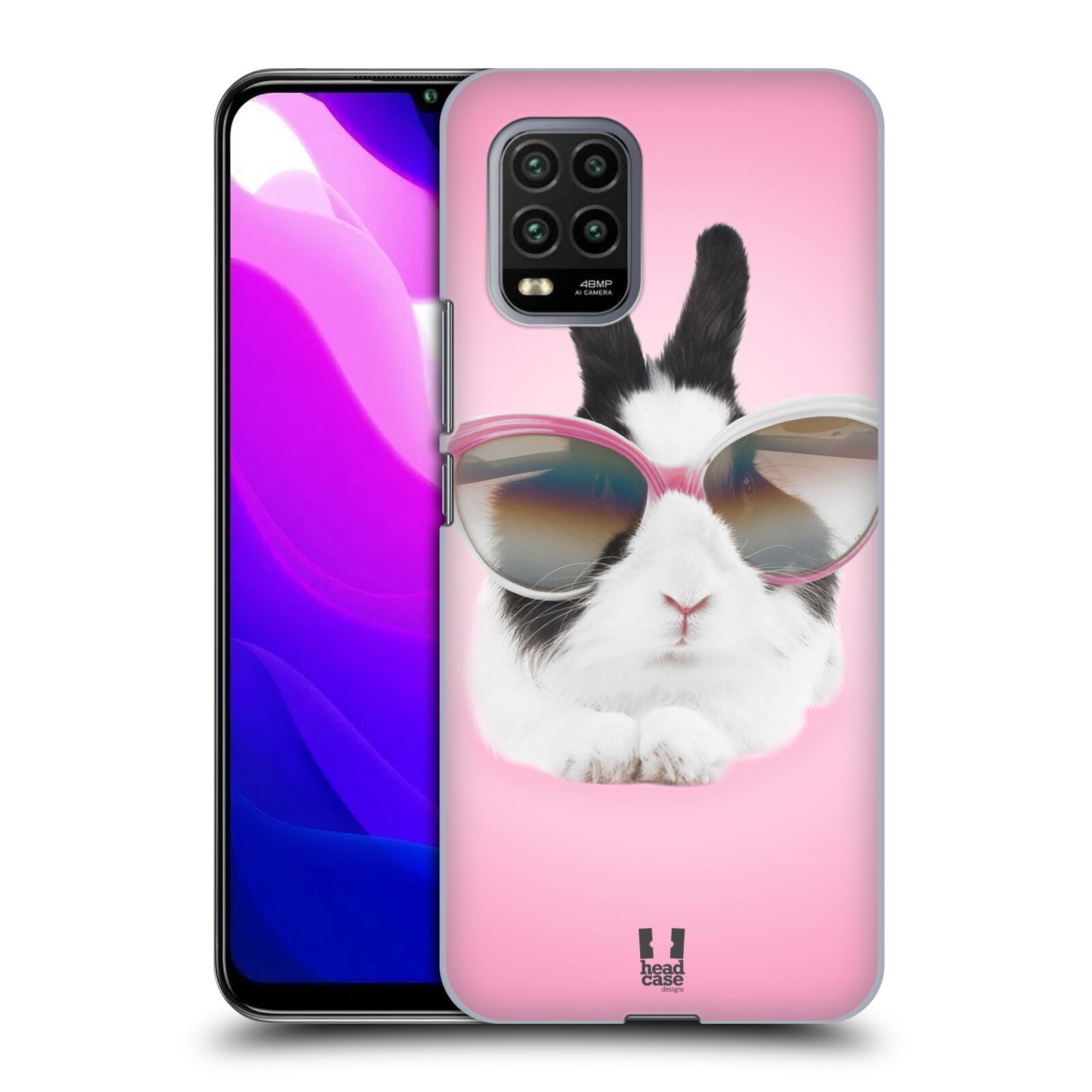 Zadní kryt, obal na mobil Xiaomi Mi 10 LITE vzor Legrační zvířátka roztomilý králíček s brýlemi růžová