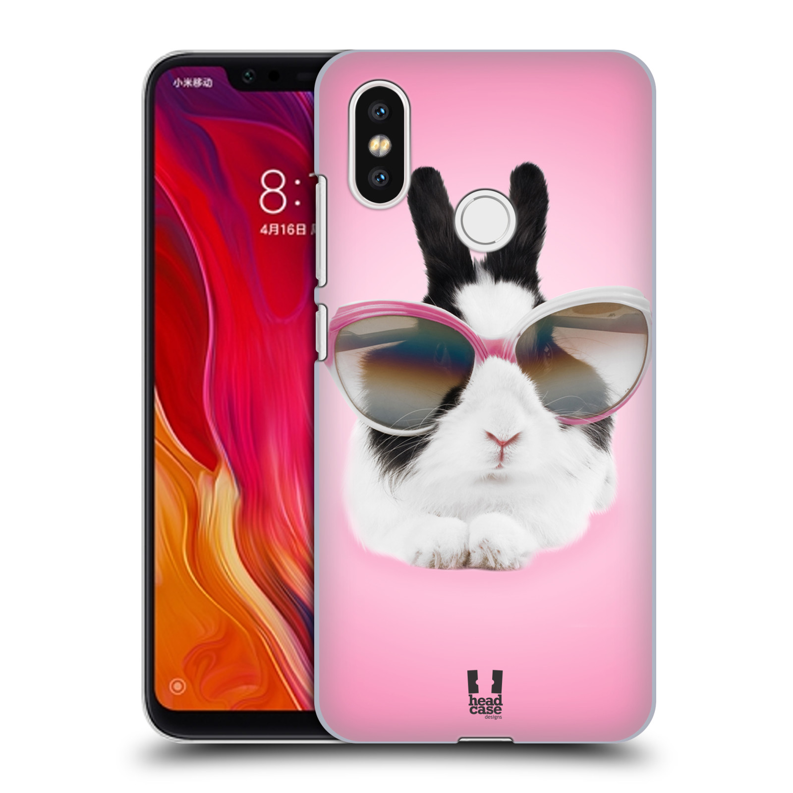 HEAD CASE plastový obal na mobil Xiaomi Mi 8 vzor Legrační zvířátka roztomilý králíček s brýlemi růžová