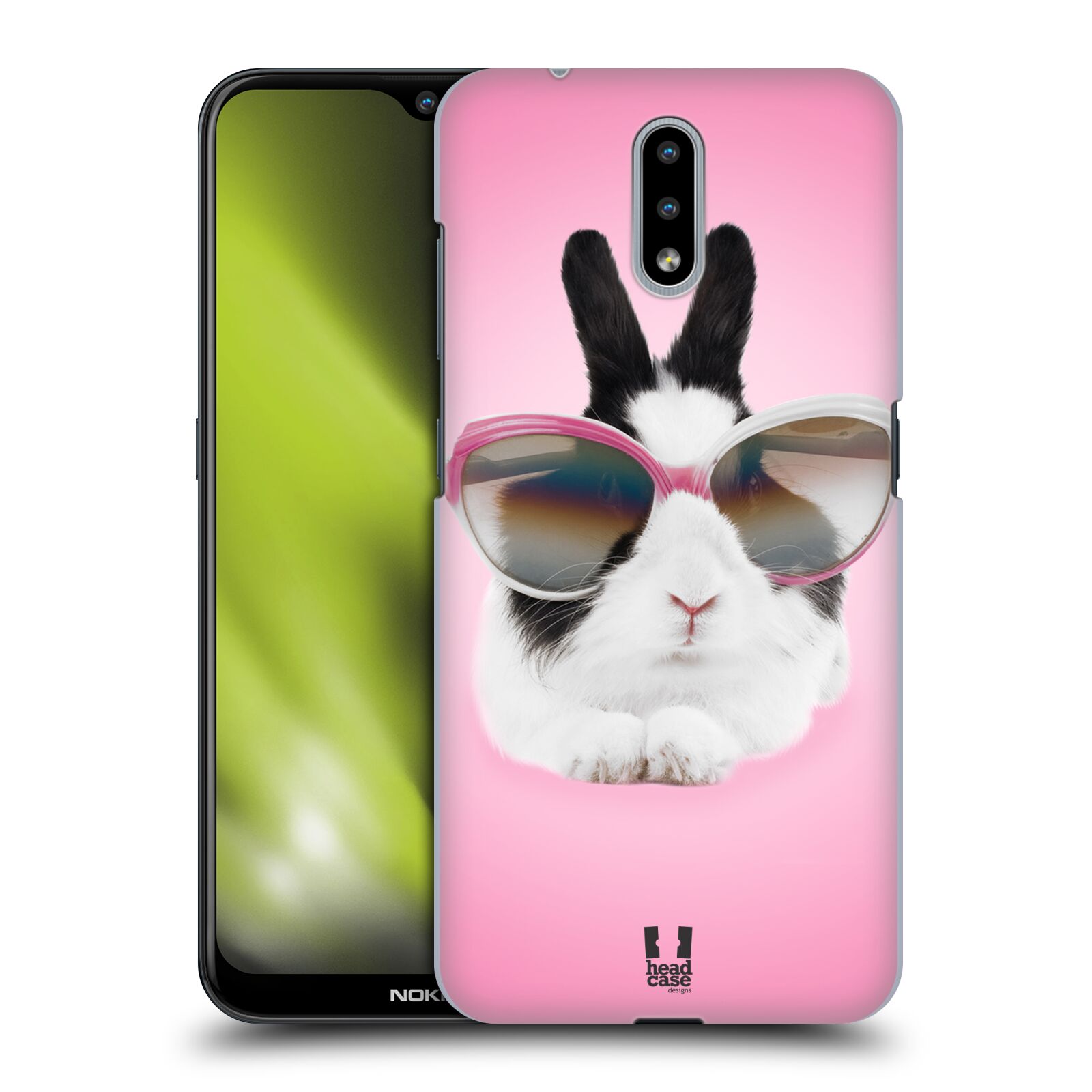 Plastový obal HEAD CASE na mobil Nokia 2.3 vzor Legrační zvířátka roztomilý králíček s brýlemi růžová