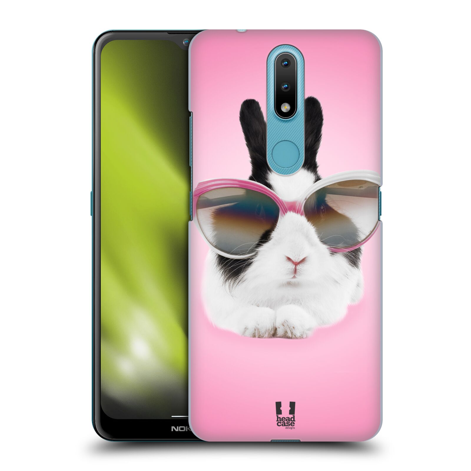 Plastový obal HEAD CASE na mobil Nokia 2.4 vzor Legrační zvířátka roztomilý králíček s brýlemi růžová