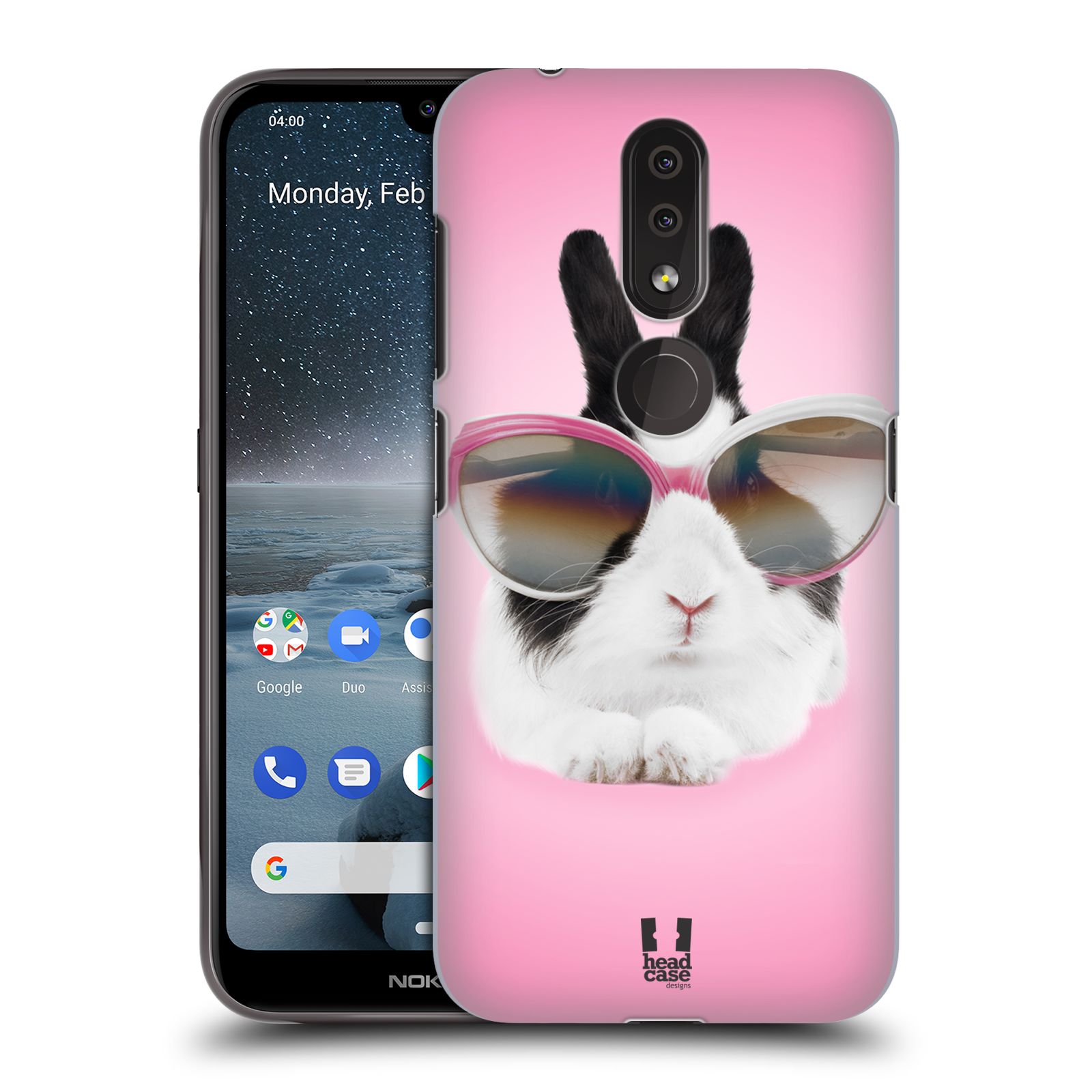 Pouzdro na mobil Nokia 4.2 - HEAD CASE - vzor Legrační zvířátka roztomilý králíček s brýlemi růžová