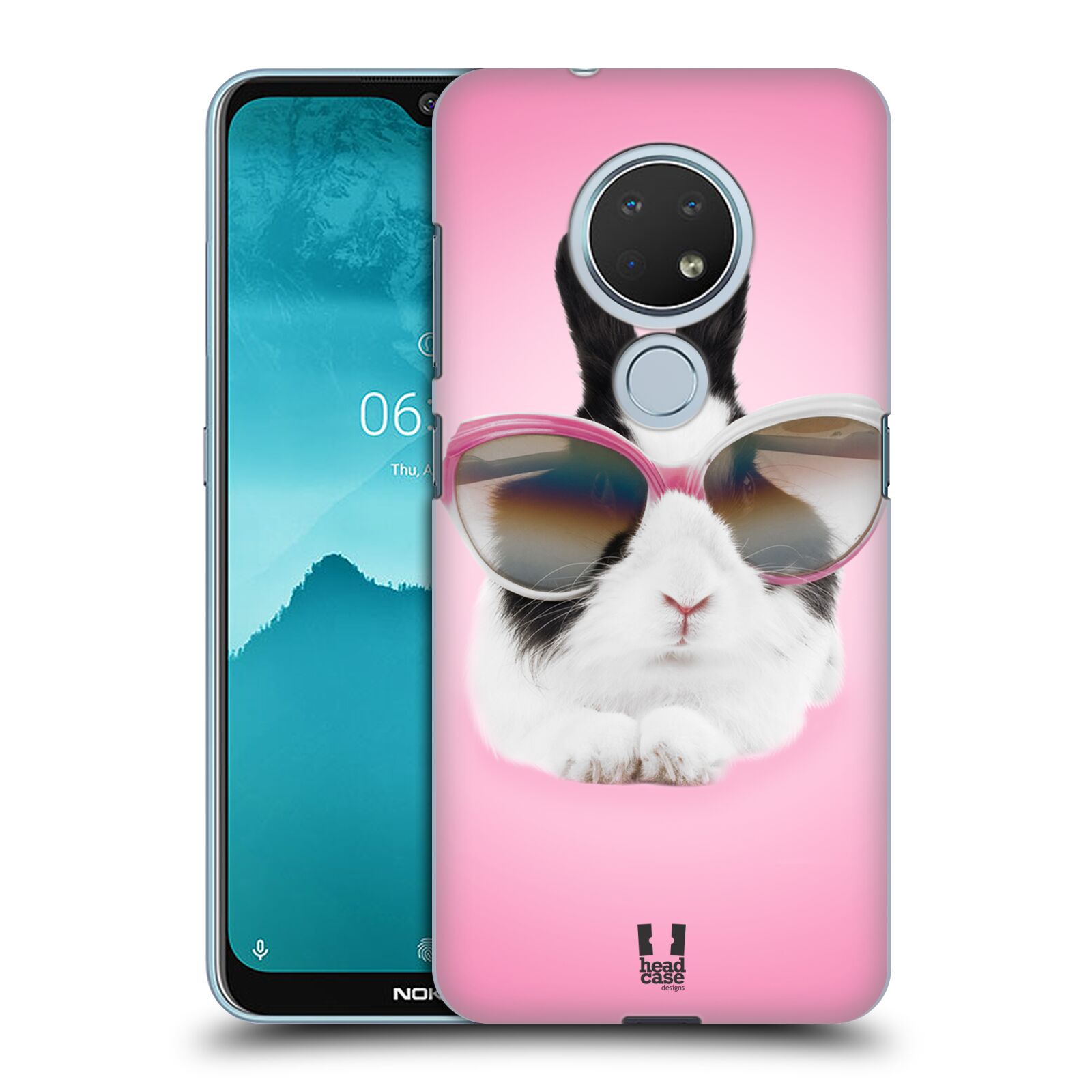 Pouzdro na mobil Nokia 6.2 - HEAD CASE - vzor Legrační zvířátka roztomilý králíček s brýlemi růžová