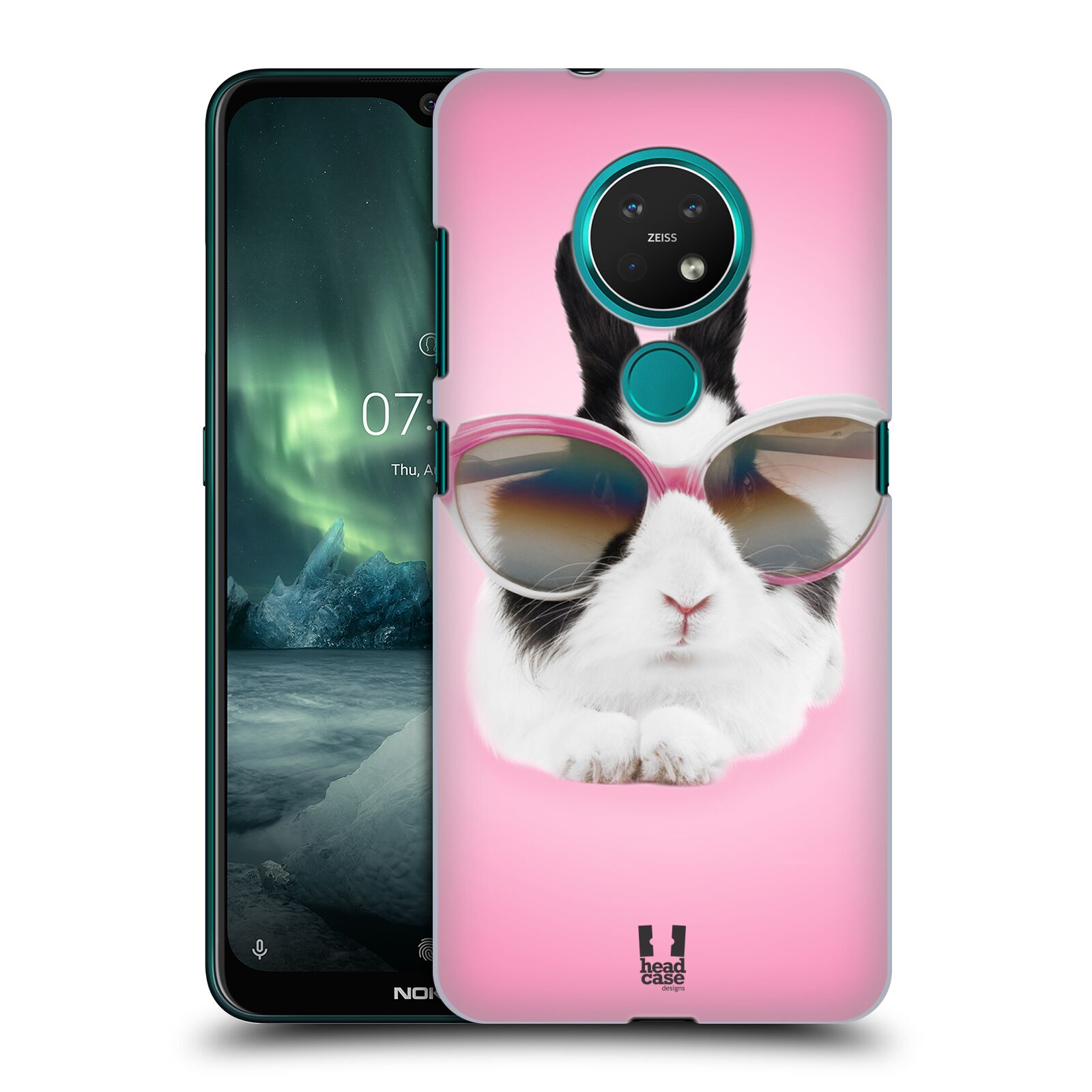Pouzdro na mobil NOKIA 7.2 - HEAD CASE - vzor Legrační zvířátka roztomilý králíček s brýlemi růžová