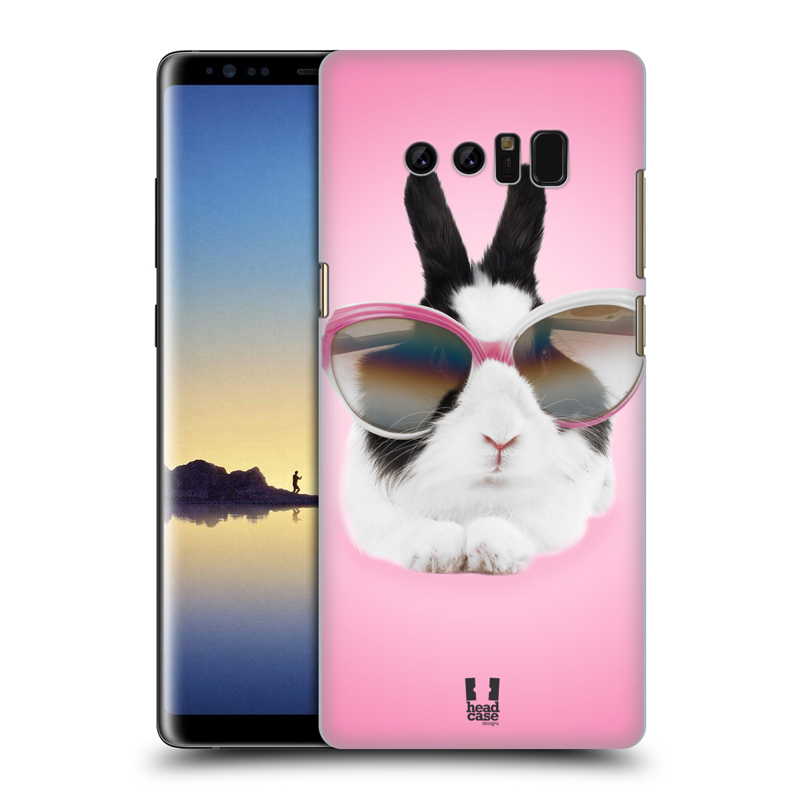 HEAD CASE plastový obal na mobil Samsung Galaxy Note 8 vzor Legrační zvířátka roztomilý králíček s brýlemi růžová