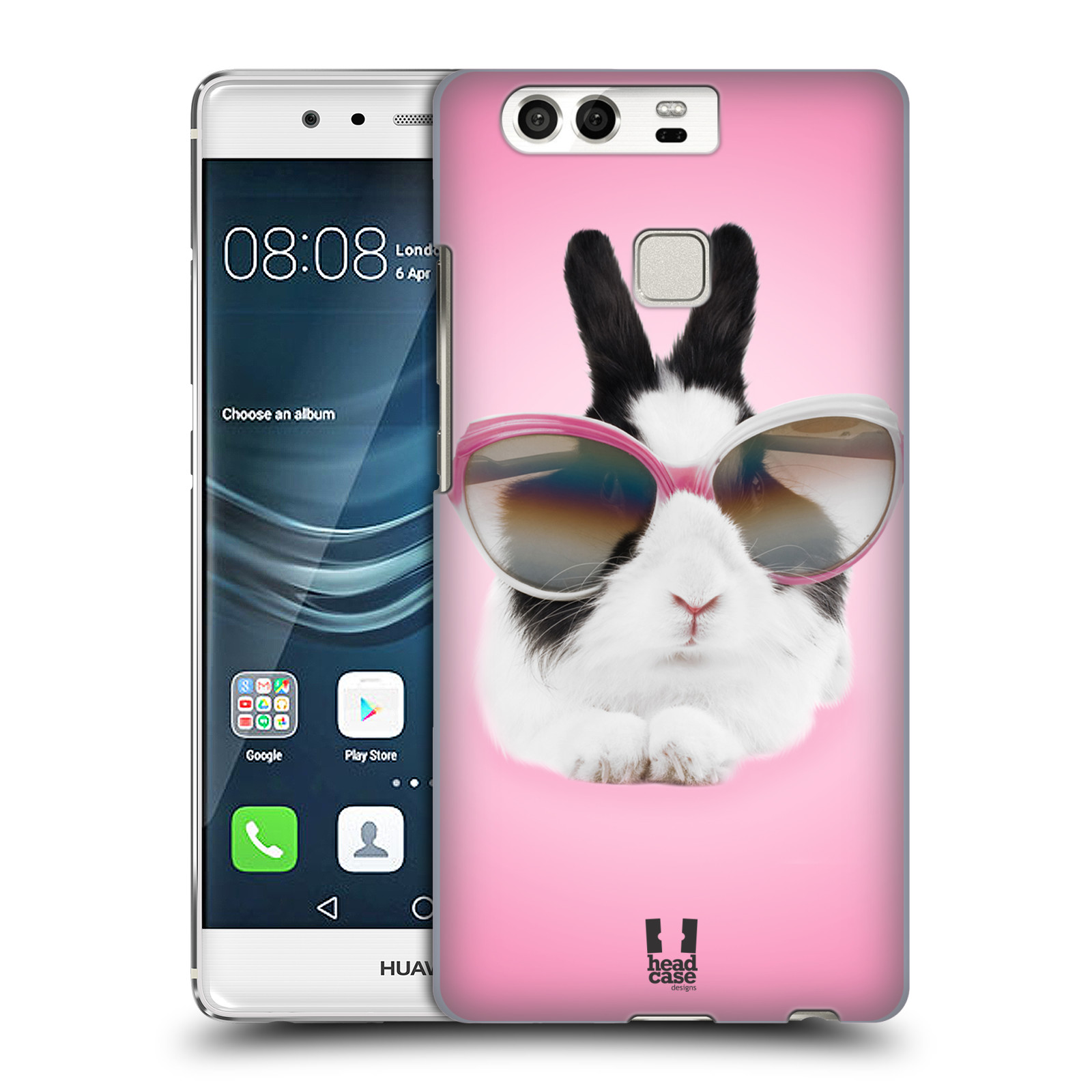 HEAD CASE plastový obal na mobil Huawei P9 / P9 DUAL SIM vzor Legrační zvířátka roztomilý králíček s brýlemi růžová