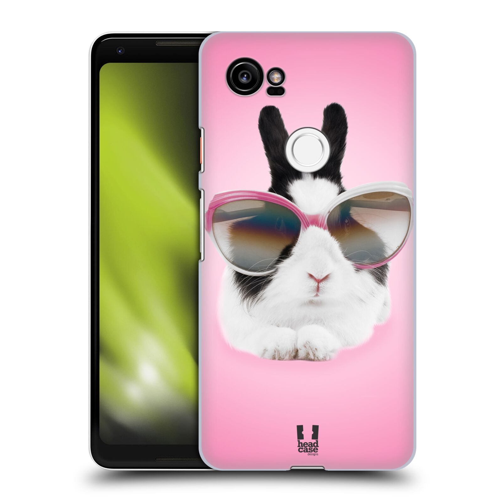 HEAD CASE plastový obal na mobil Google Pixel 2 XL vzor Legrační zvířátka roztomilý králíček s brýlemi růžová