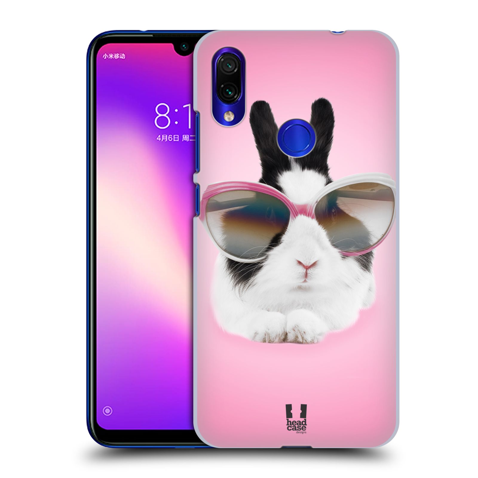 Pouzdro na mobil Xiaomi Redmi Note 7 - Head Case - vzor Legrační zvířátka roztomilý králíček s brýlemi růžová
