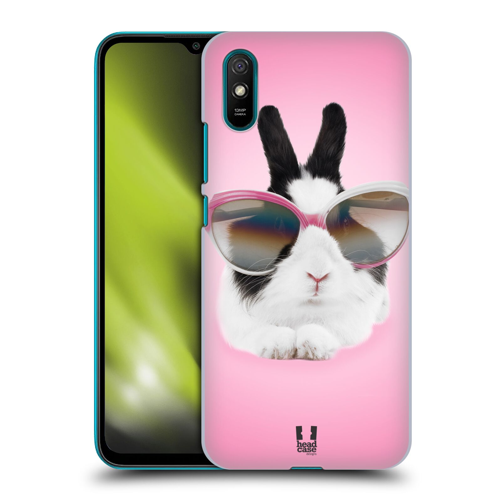 Plastový obal HEAD CASE na mobil Xiaomi Redmi 9A / 9AT vzor Legrační zvířátka roztomilý králíček s brýlemi růžová