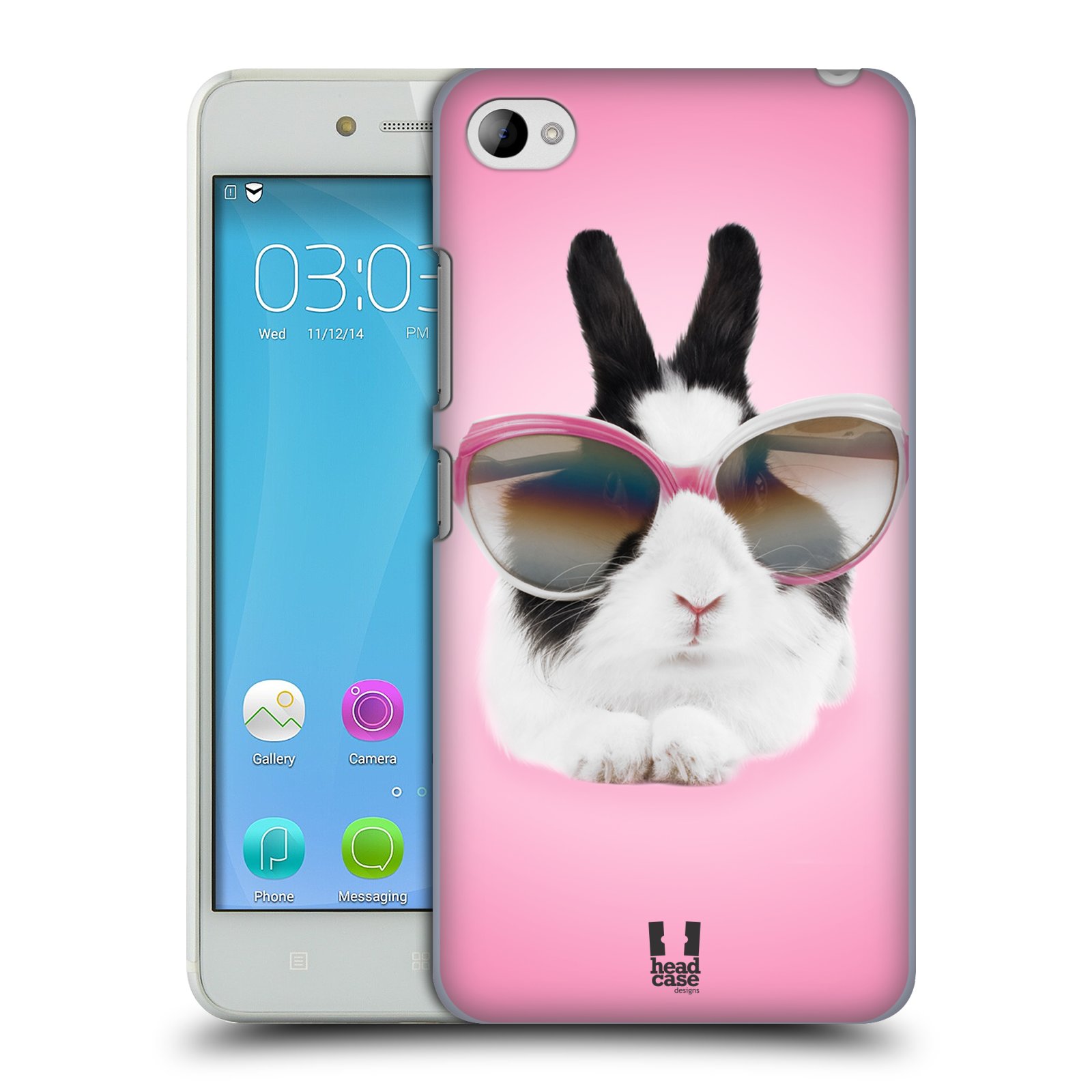 HEAD CASE pevný plastový obal na mobil LENOVO S90 vzor Legrační zvířátka roztomilý králíček s brýlemi růžová