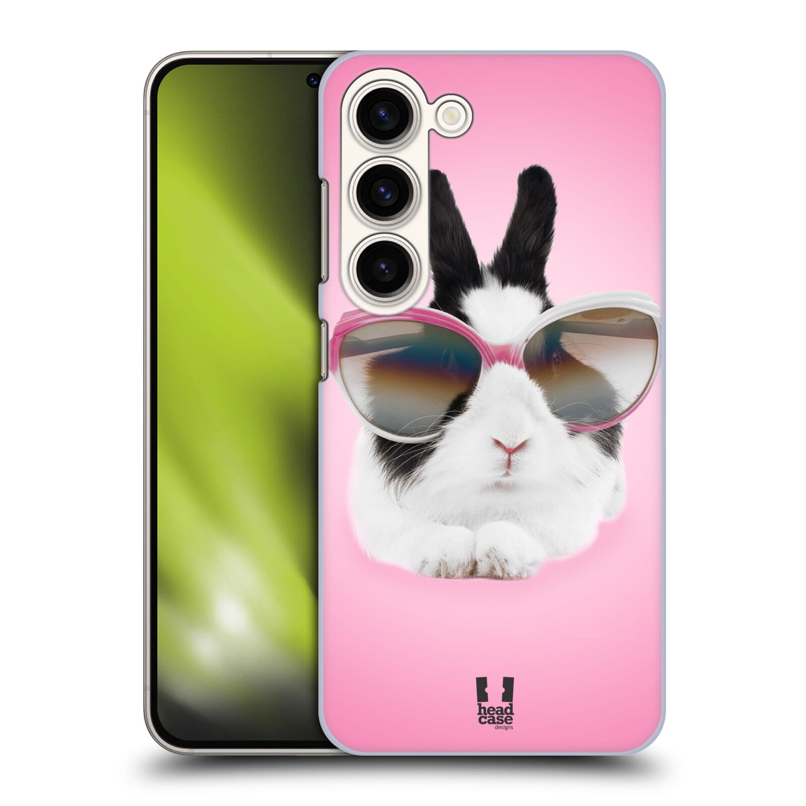 Plastový obal HEAD CASE na mobil Samsung Galaxy S23 vzor Legrační zvířátka roztomilý králíček s brýlemi růžová