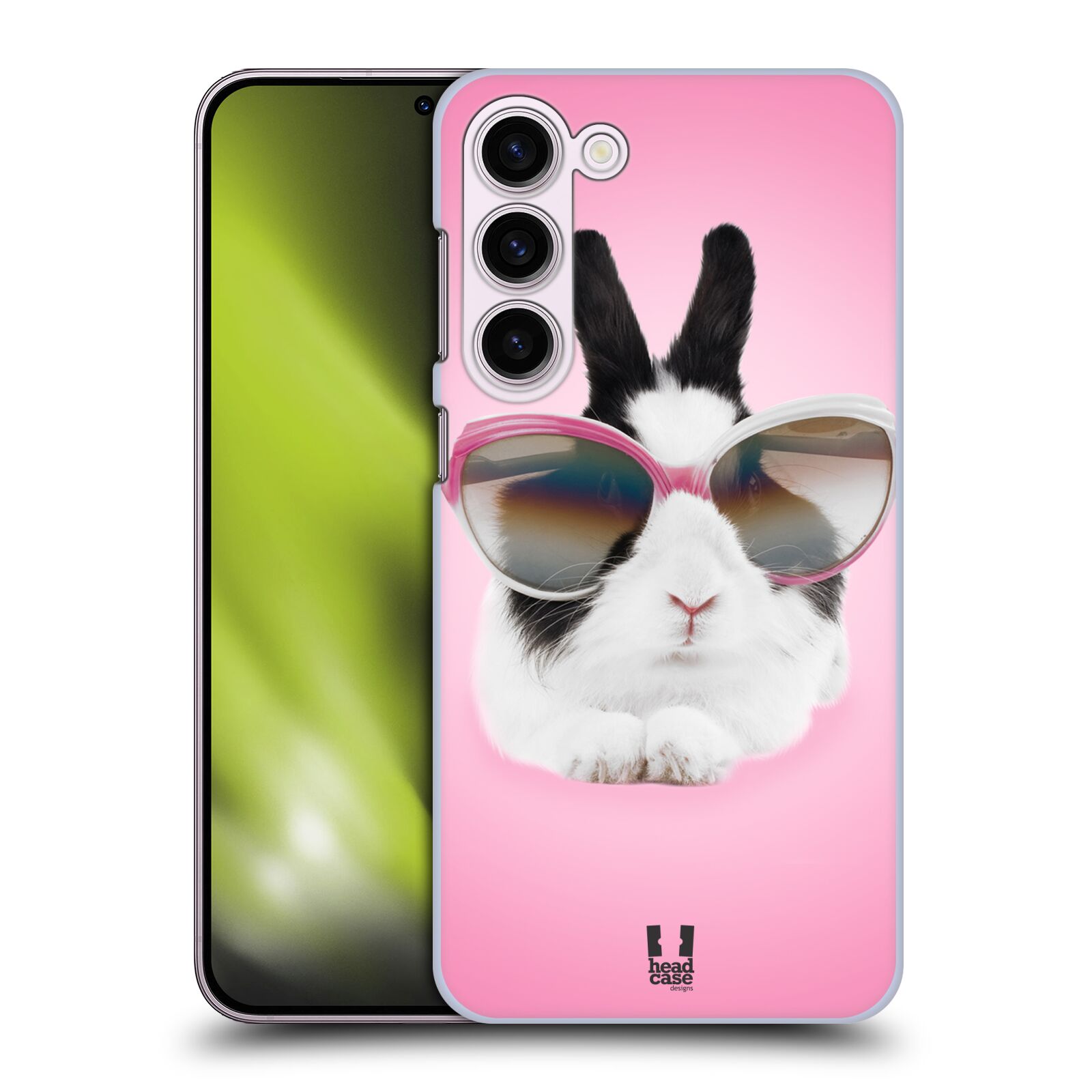 Plastový obal HEAD CASE na mobil Samsung Galaxy S23+ vzor Legrační zvířátka roztomilý králíček s brýlemi růžová