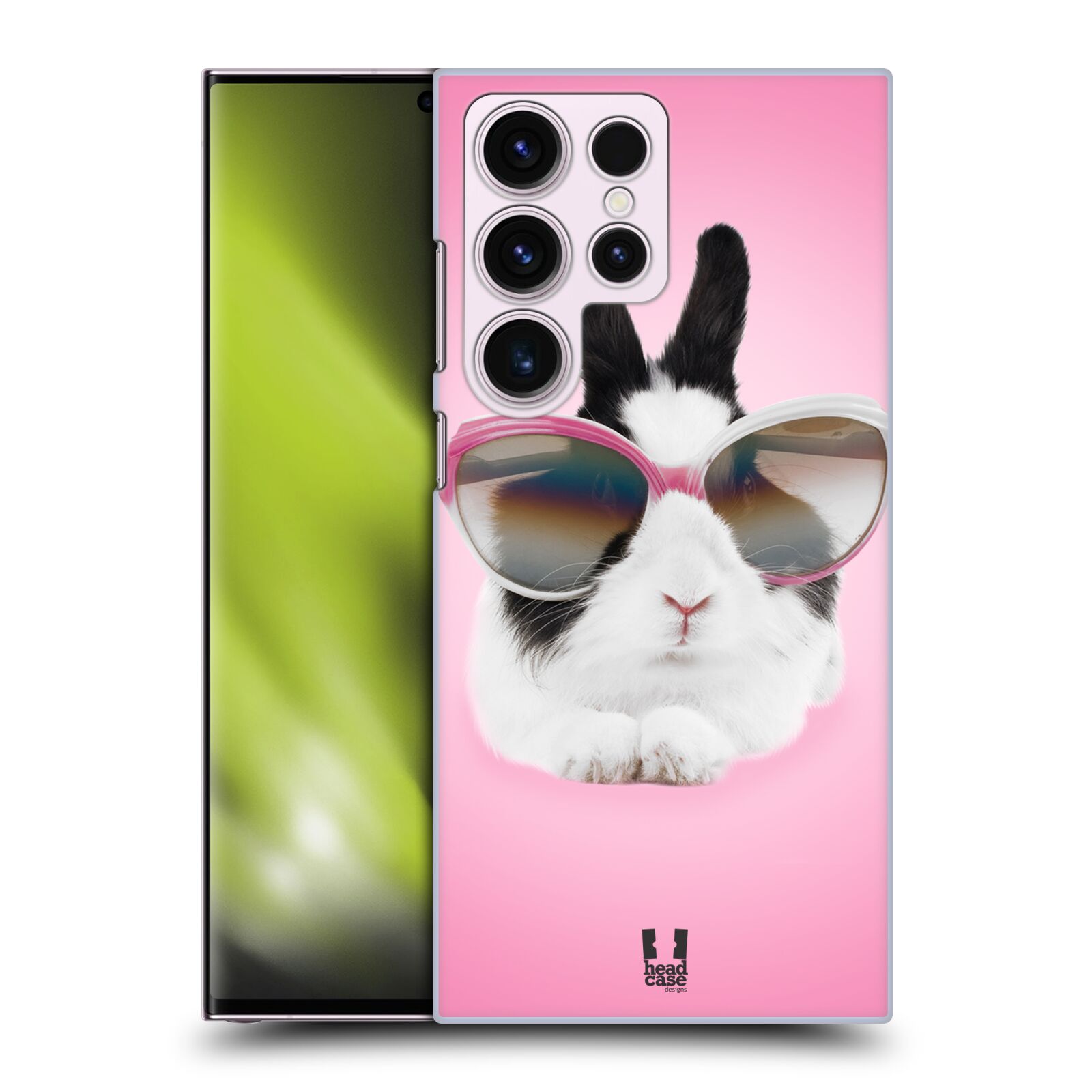 Plastový obal HEAD CASE na mobil Samsung Galaxy S23 ULTRA vzor Legrační zvířátka roztomilý králíček s brýlemi růžová