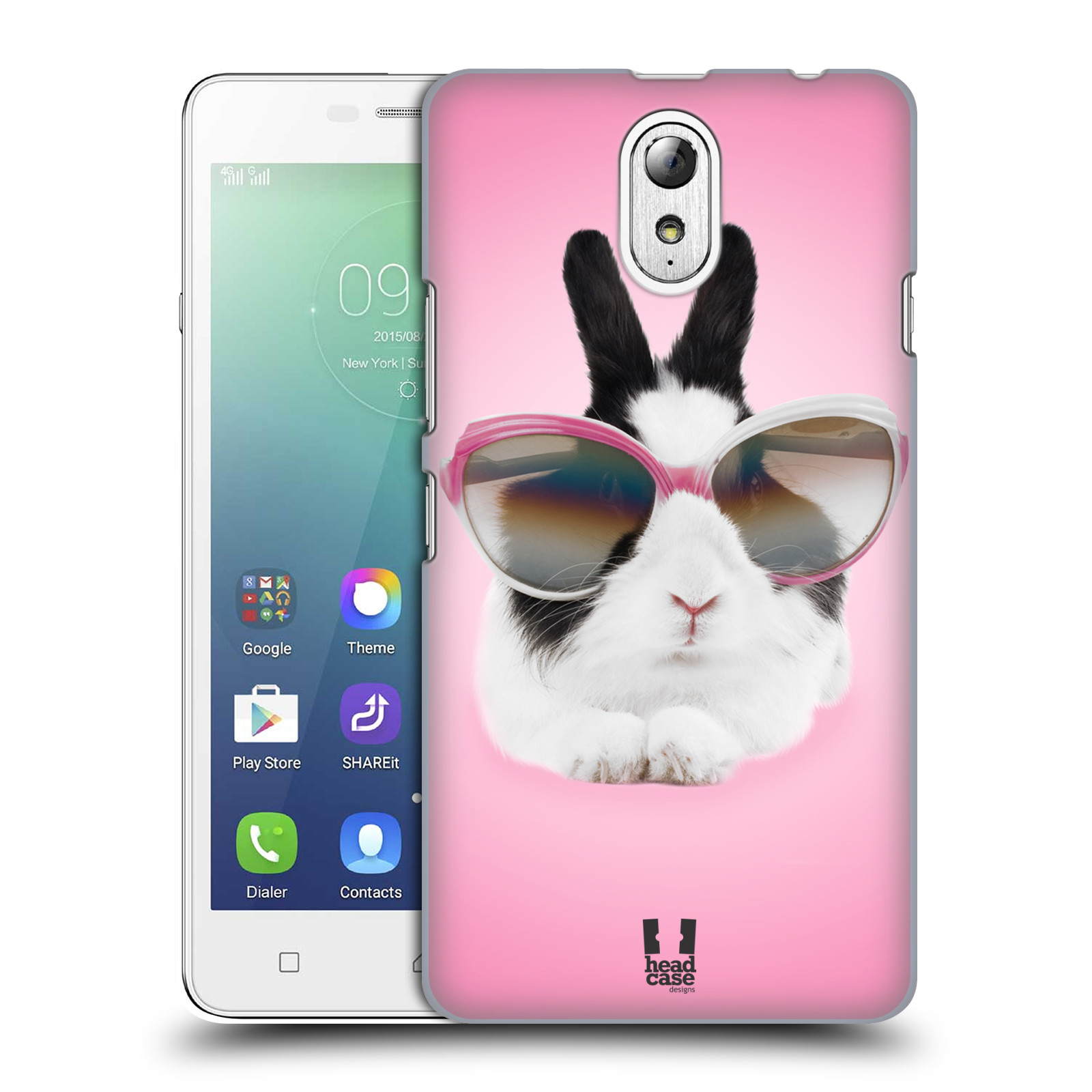 HEAD CASE pevný plastový obal na mobil LENOVO VIBE P1m / LENOVO VIBE p1m DUAL SIM vzor Legrační zvířátka roztomilý králíček s brýlemi růžová