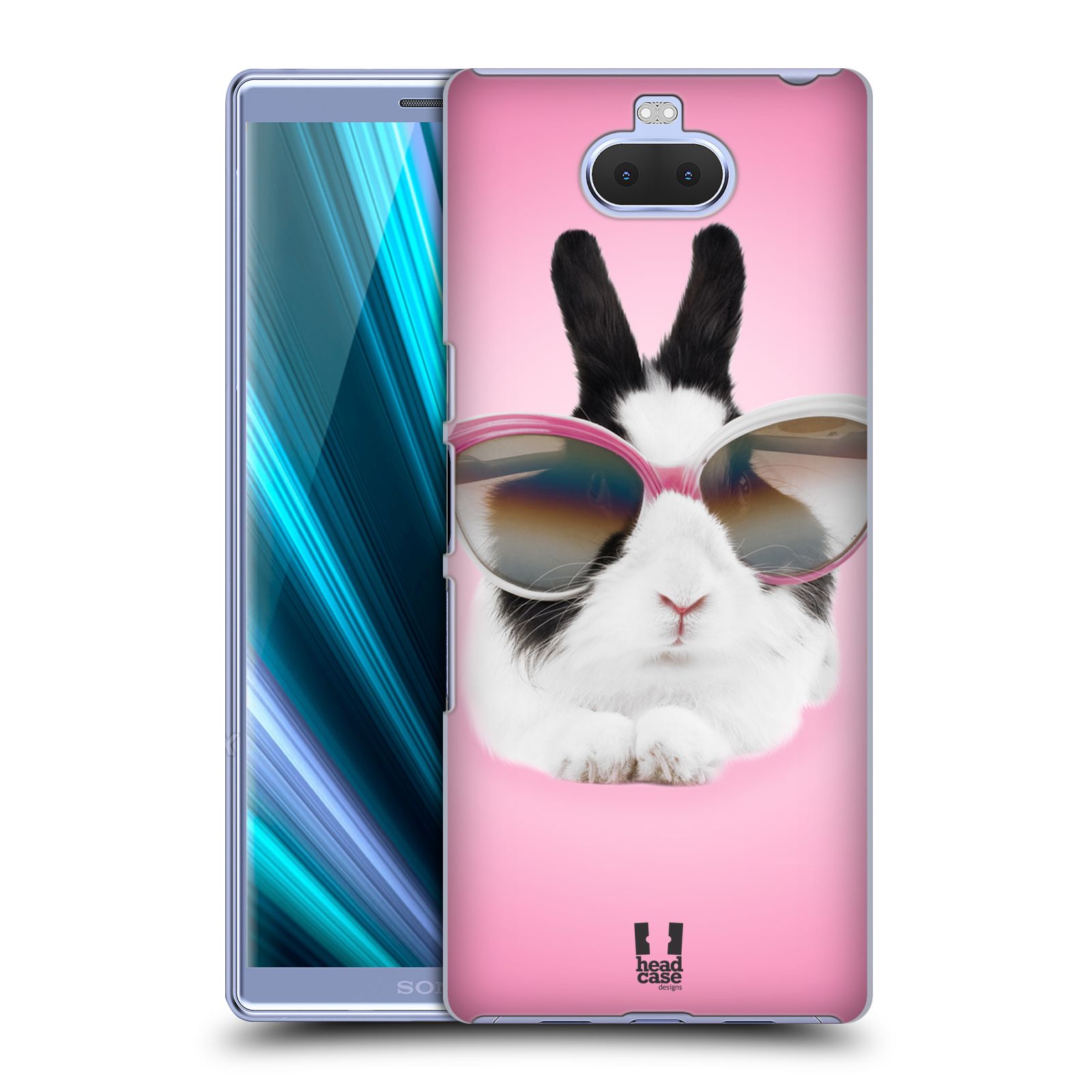 Pouzdro na mobil Sony Xperia 10 - Head Case - vzor Legrační zvířátka roztomilý králíček s brýlemi růžová