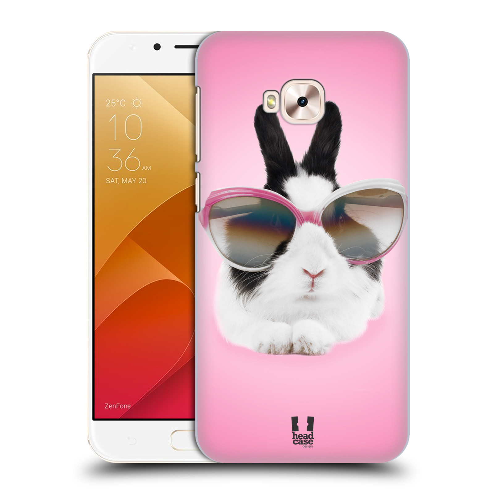 HEAD CASE plastový obal na mobil Asus Zenfone 4 Selfie Pro ZD552KL vzor Legrační zvířátka roztomilý králíček s brýlemi růžová