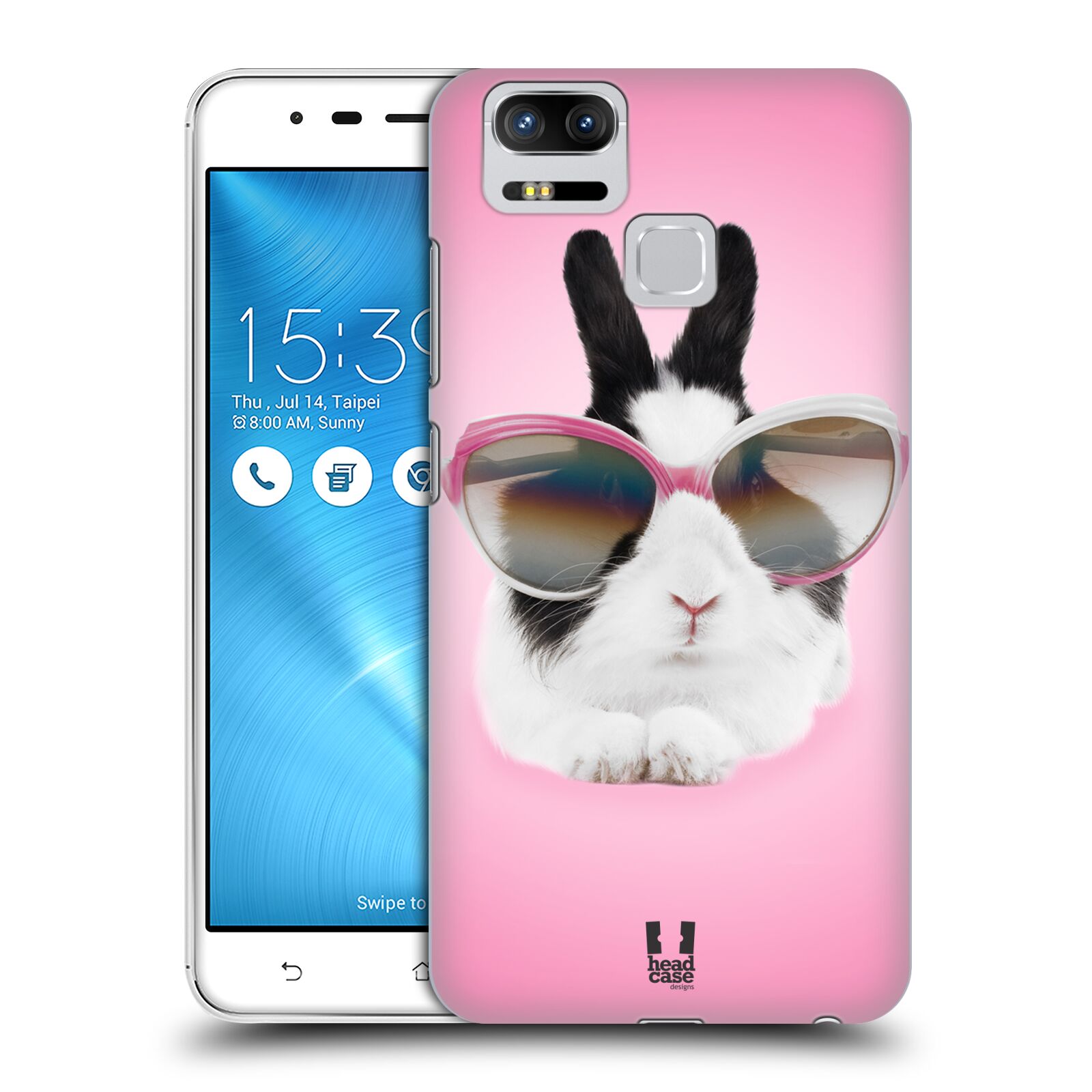 HEAD CASE plastový obal na mobil Asus Zenfone 3 Zoom ZE553KL vzor Legrační zvířátka roztomilý králíček s brýlemi růžová