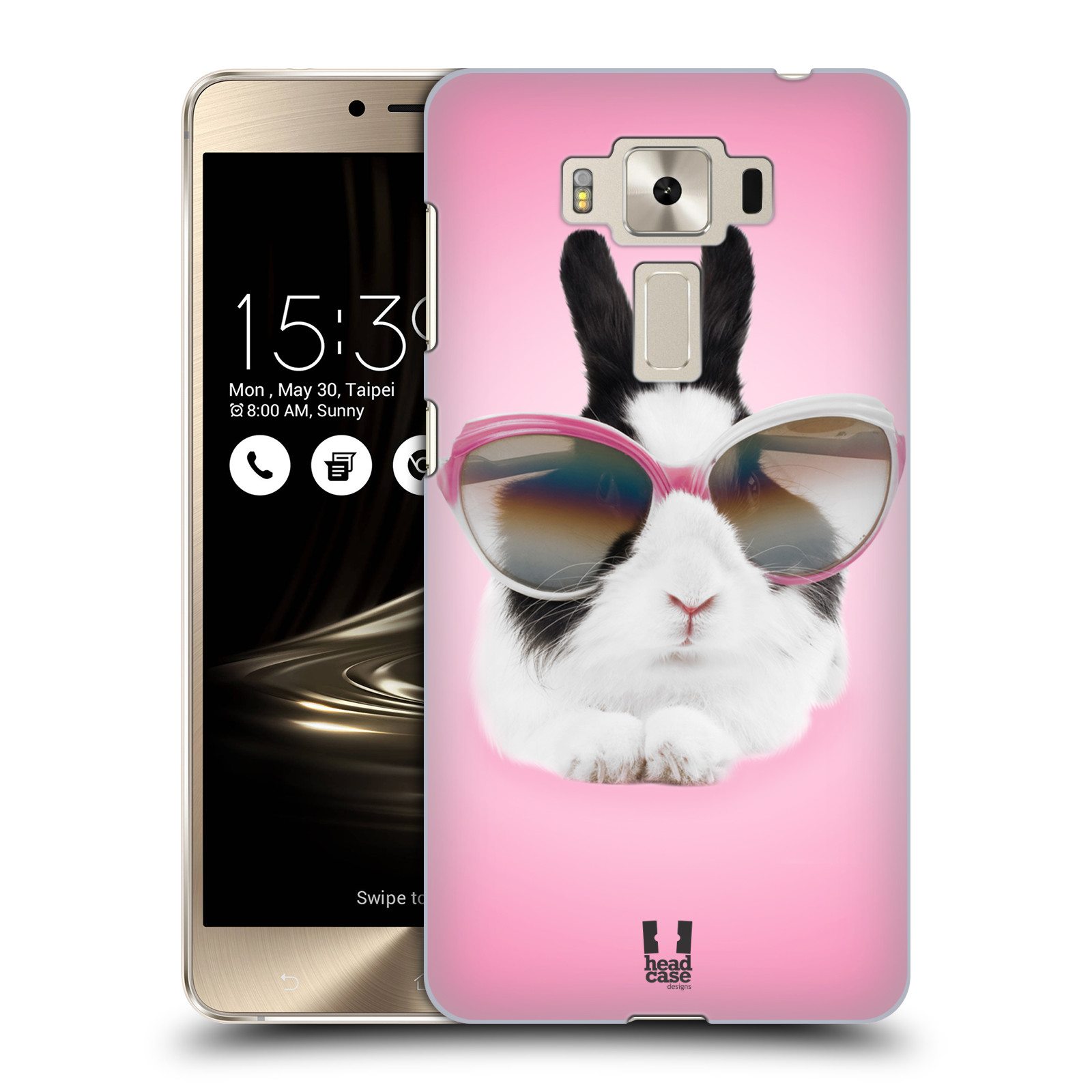 HEAD CASE plastový obal na mobil Asus Zenfone 3 DELUXE ZS550KL vzor Legrační zvířátka roztomilý králíček s brýlemi růžová