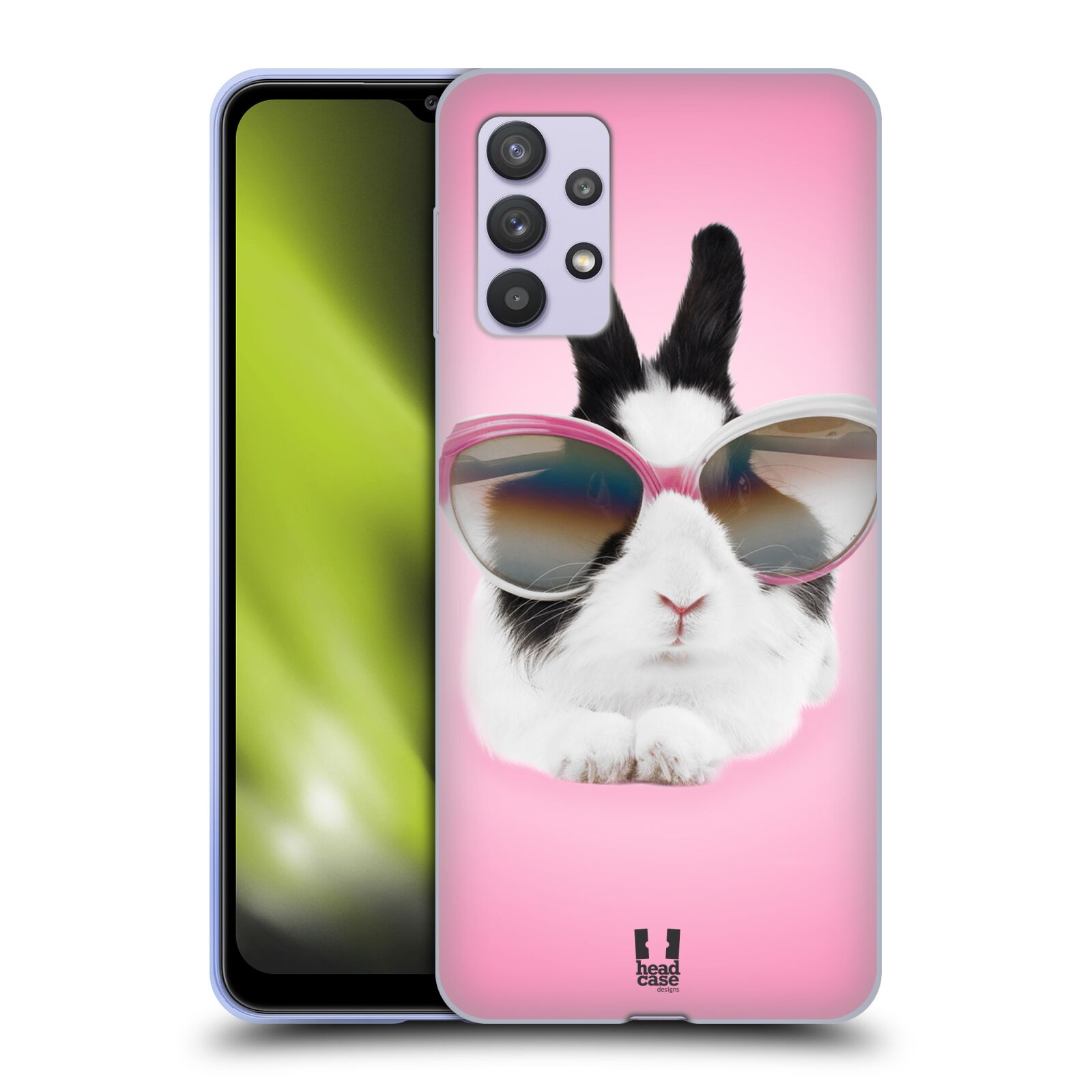 Plastový obal HEAD CASE na mobil Samsung Galaxy A32 5G vzor Legrační zvířátka roztomilý králíček s brýlemi růžová