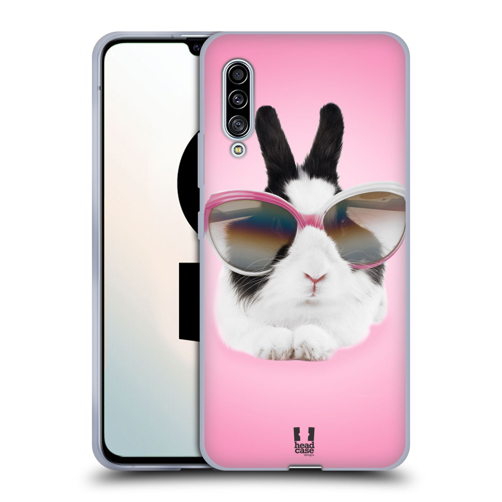 Plastový obal HEAD CASE na mobil Samsung Galaxy A90 5G vzor Legrační zvířátka roztomilý králíček s brýlemi růžová