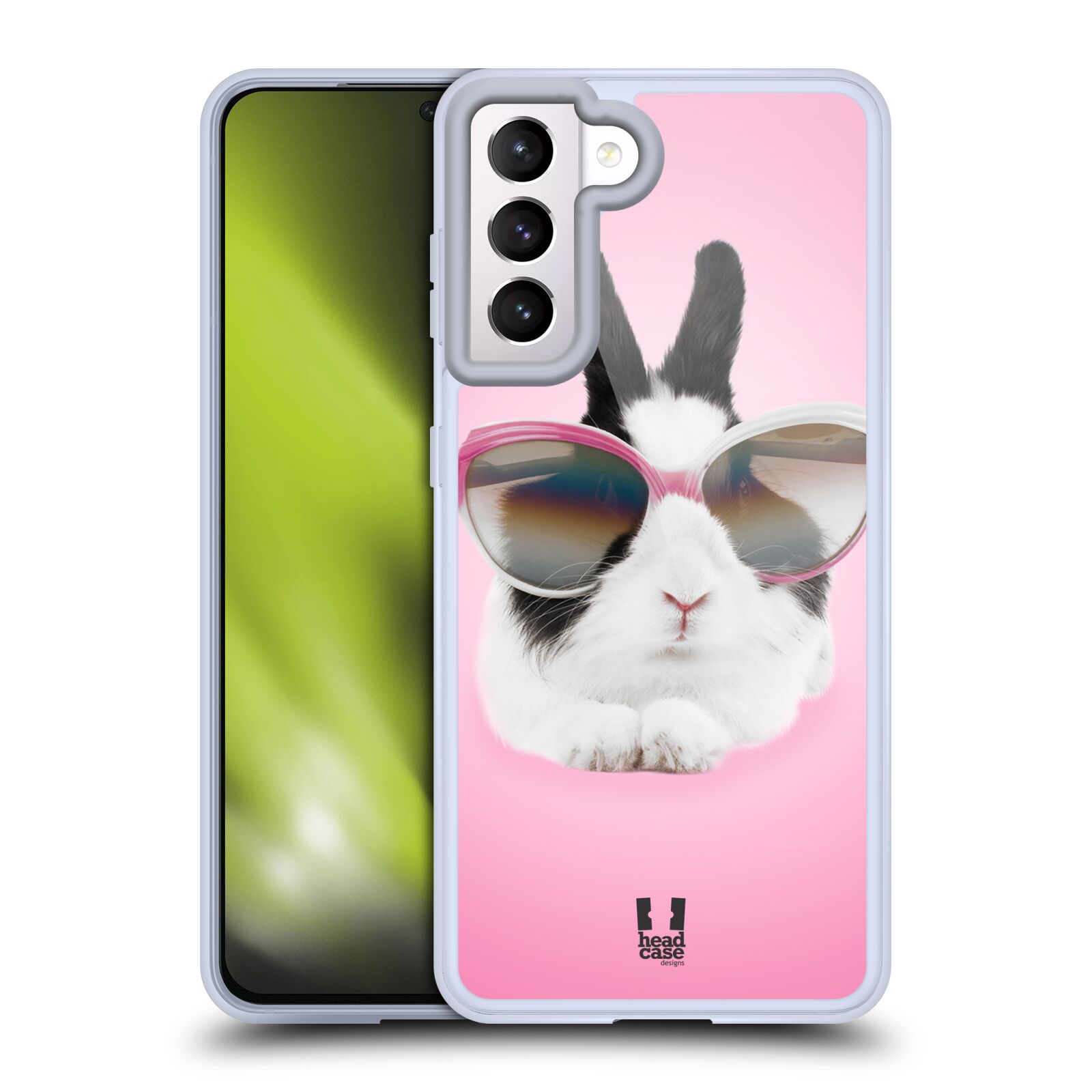 Plastový obal HEAD CASE na mobil Samsung Galaxy S21 5G vzor Legrační zvířátka roztomilý králíček s brýlemi růžová