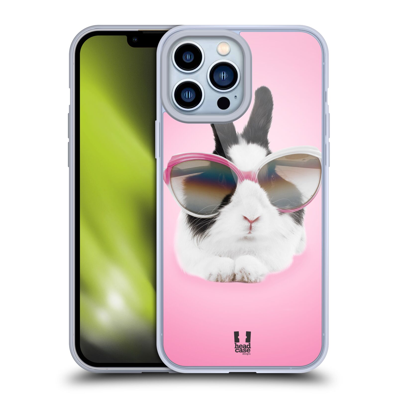 Plastový obal HEAD CASE na mobil Apple Iphone 13 PRO MAX vzor Legrační zvířátka roztomilý králíček s brýlemi růžová