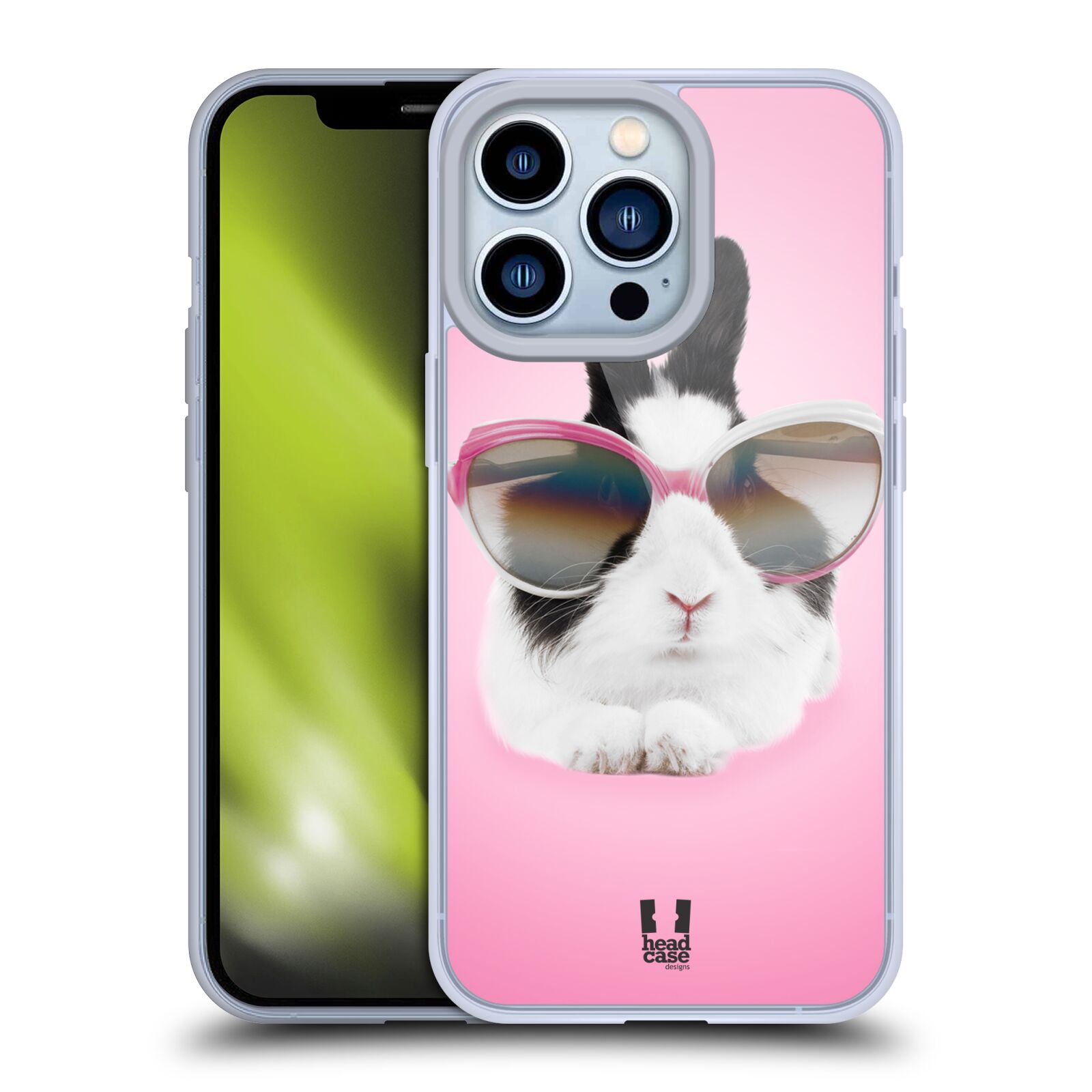 Plastový obal HEAD CASE na mobil Apple Iphone 13 PRO vzor Legrační zvířátka roztomilý králíček s brýlemi růžová