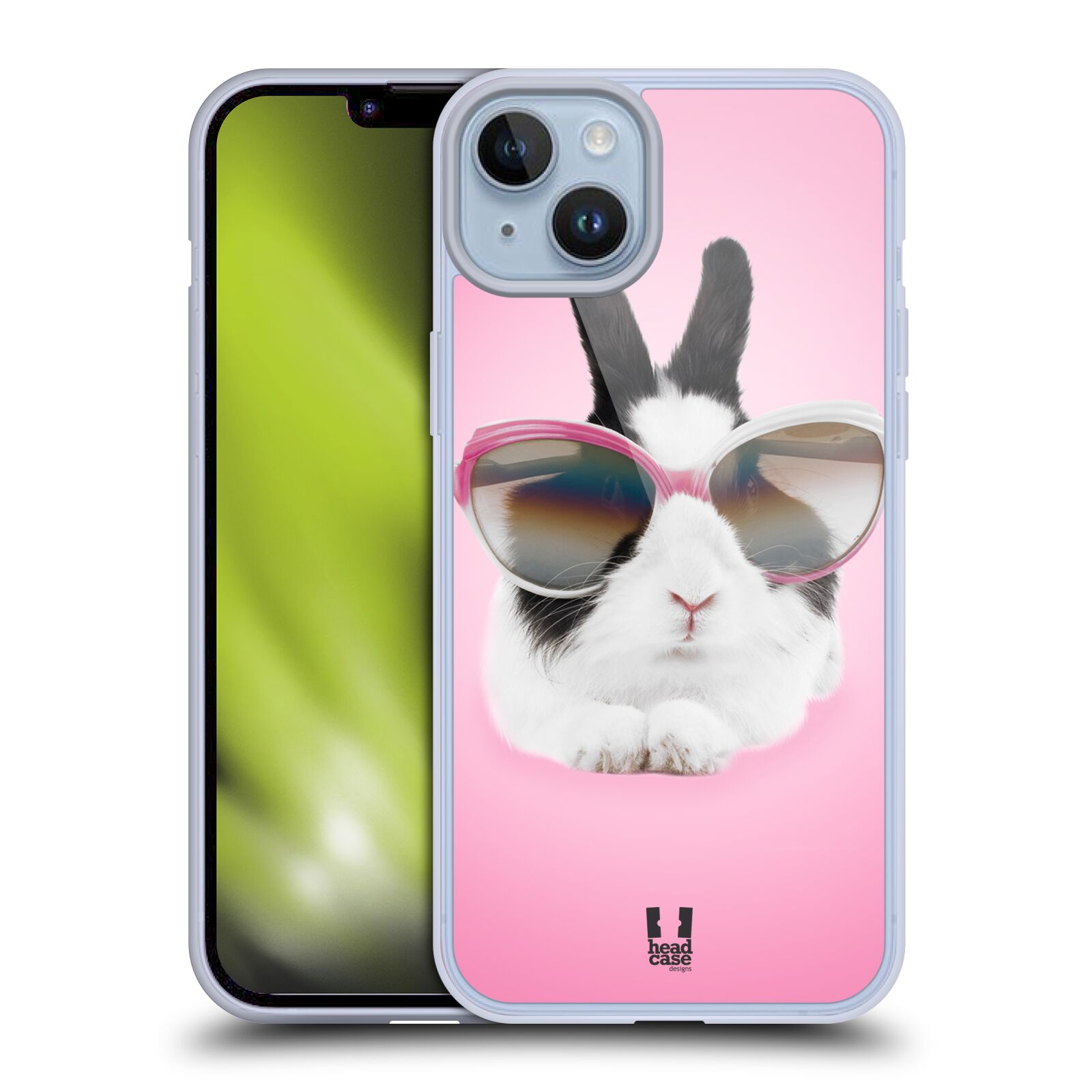 Plastový obal HEAD CASE na mobil Apple Iphone 14 PLUS vzor Legrační zvířátka roztomilý králíček s brýlemi růžová