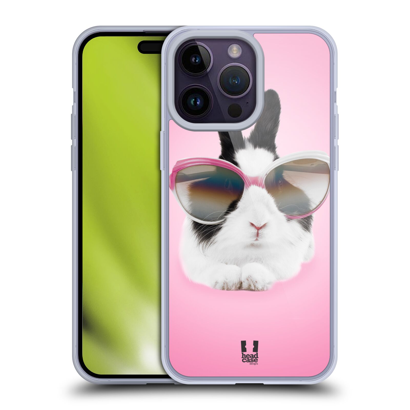 Plastový obal HEAD CASE na mobil Apple Iphone 14 PRO MAX vzor Legrační zvířátka roztomilý králíček s brýlemi růžová