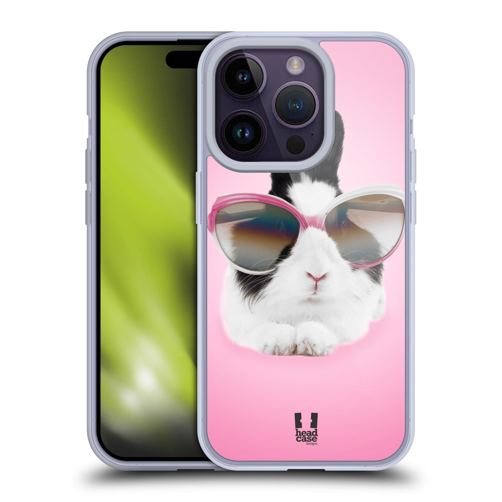 Plastový obal HEAD CASE na mobil Apple Iphone 14 PRO vzor Legrační zvířátka roztomilý králíček s brýlemi růžová