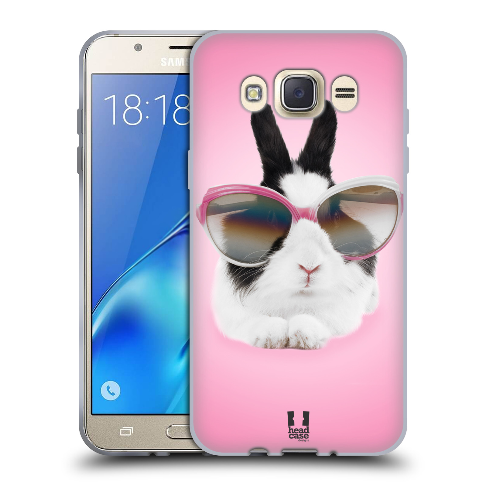 HEAD CASE silikonový obal, kryt na mobil Samsung Galaxy J7 2016 (J710, J710F) vzor Legrační zvířátka roztomilý králíček s brýlemi růžová