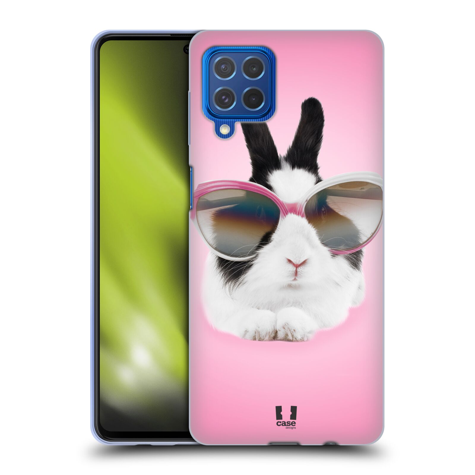 Plastový obal HEAD CASE na mobil Samsung Galaxy M62 vzor Legrační zvířátka roztomilý králíček s brýlemi růžová