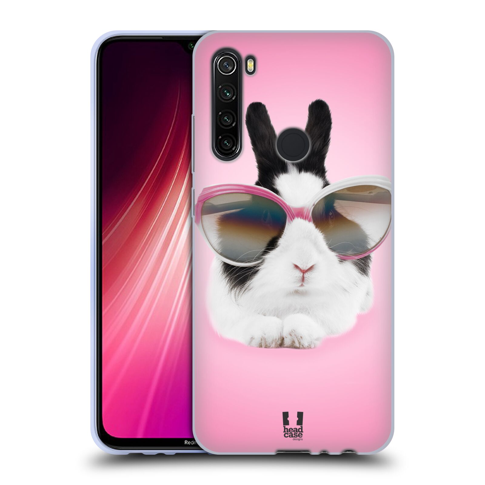 Plastový obal HEAD CASE na mobil Xiaomi Redmi Note 8T vzor Legrační zvířátka roztomilý králíček s brýlemi růžová