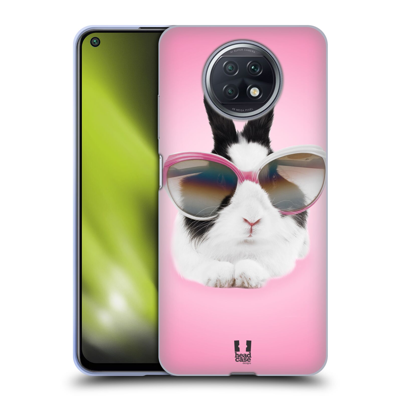 Plastový obal HEAD CASE na mobil Xiaomi Redmi Note 9T vzor Legrační zvířátka roztomilý králíček s brýlemi růžová