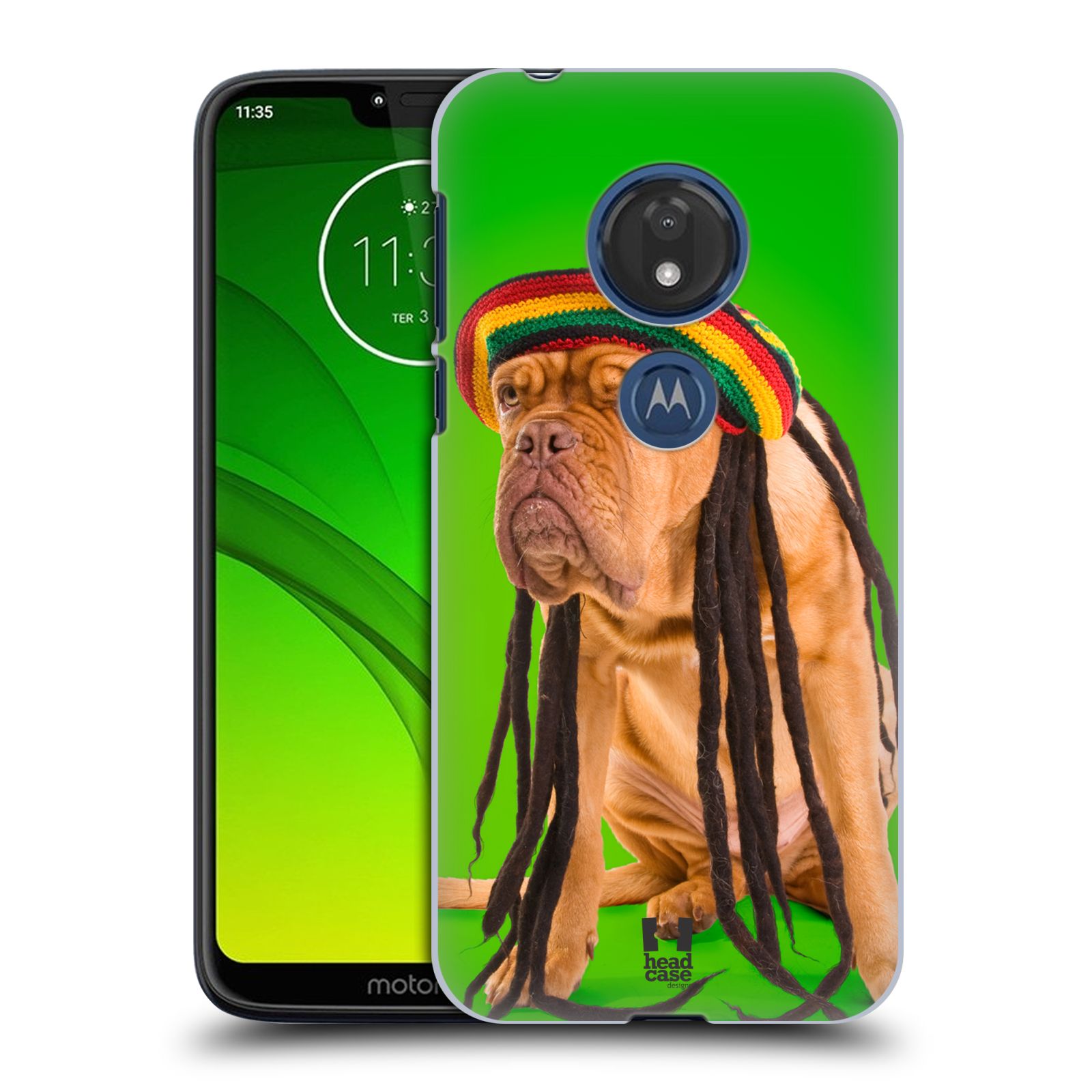 Pouzdro na mobil Motorola Moto G7 Play vzor Legrační zvířátka pejsek dredy Rastafarián