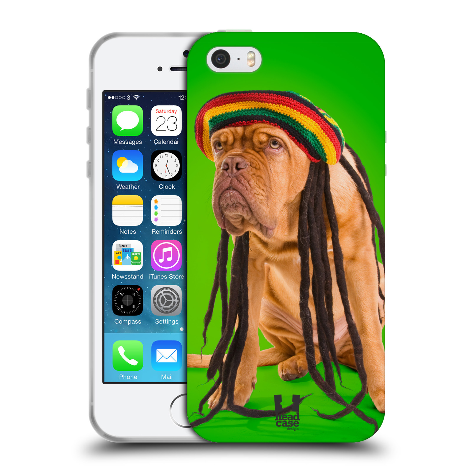 HEAD CASE silikonový obal na mobil Apple Iphone 5/5S vzor Legrační zvířátka pejsek dredy Rastafarián